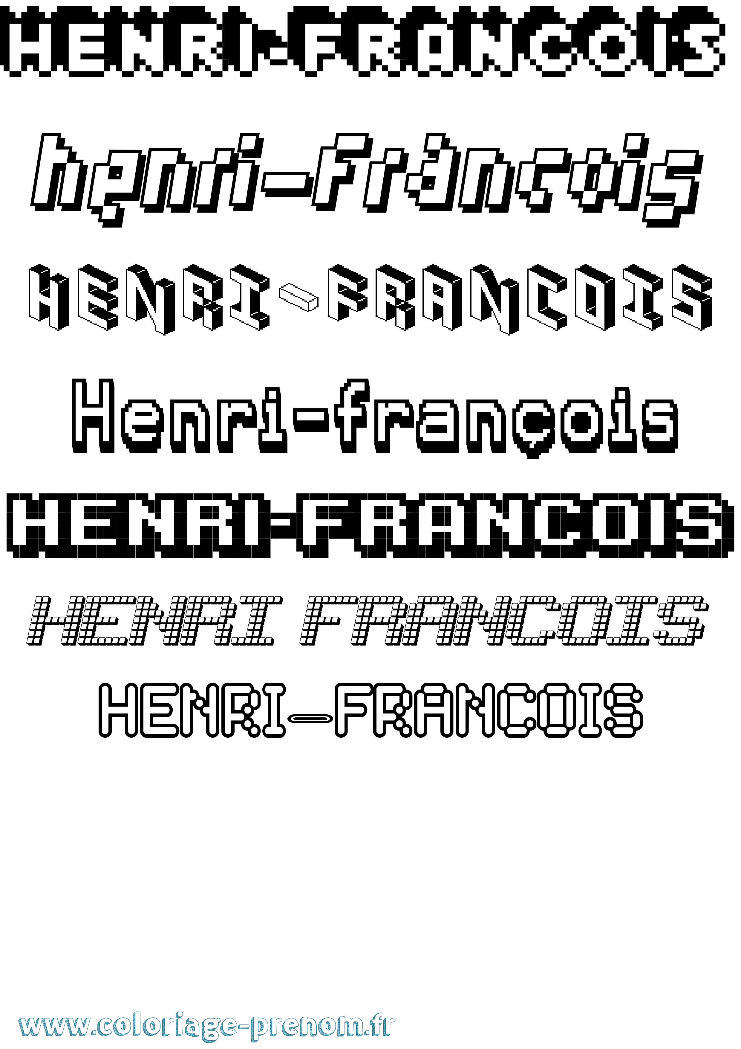 Coloriage Henri-François Pixel Coloriage prénom Henri-François Pixel