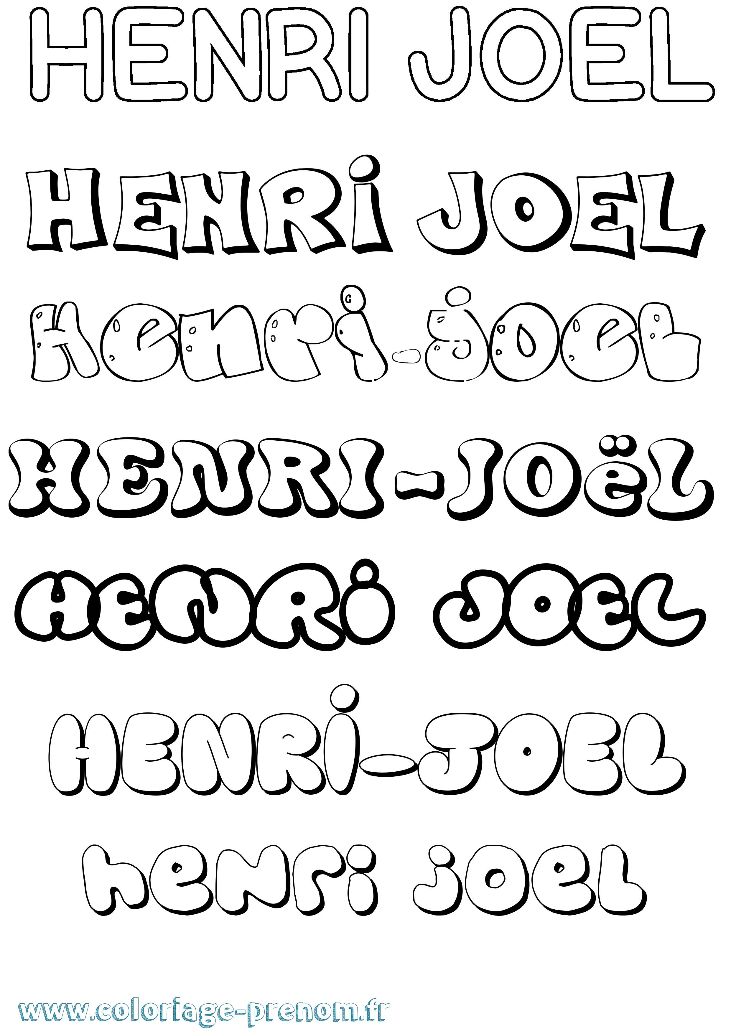 Coloriage Henri-Joël Bubble Coloriage prénom Henri-Joël Bubble
