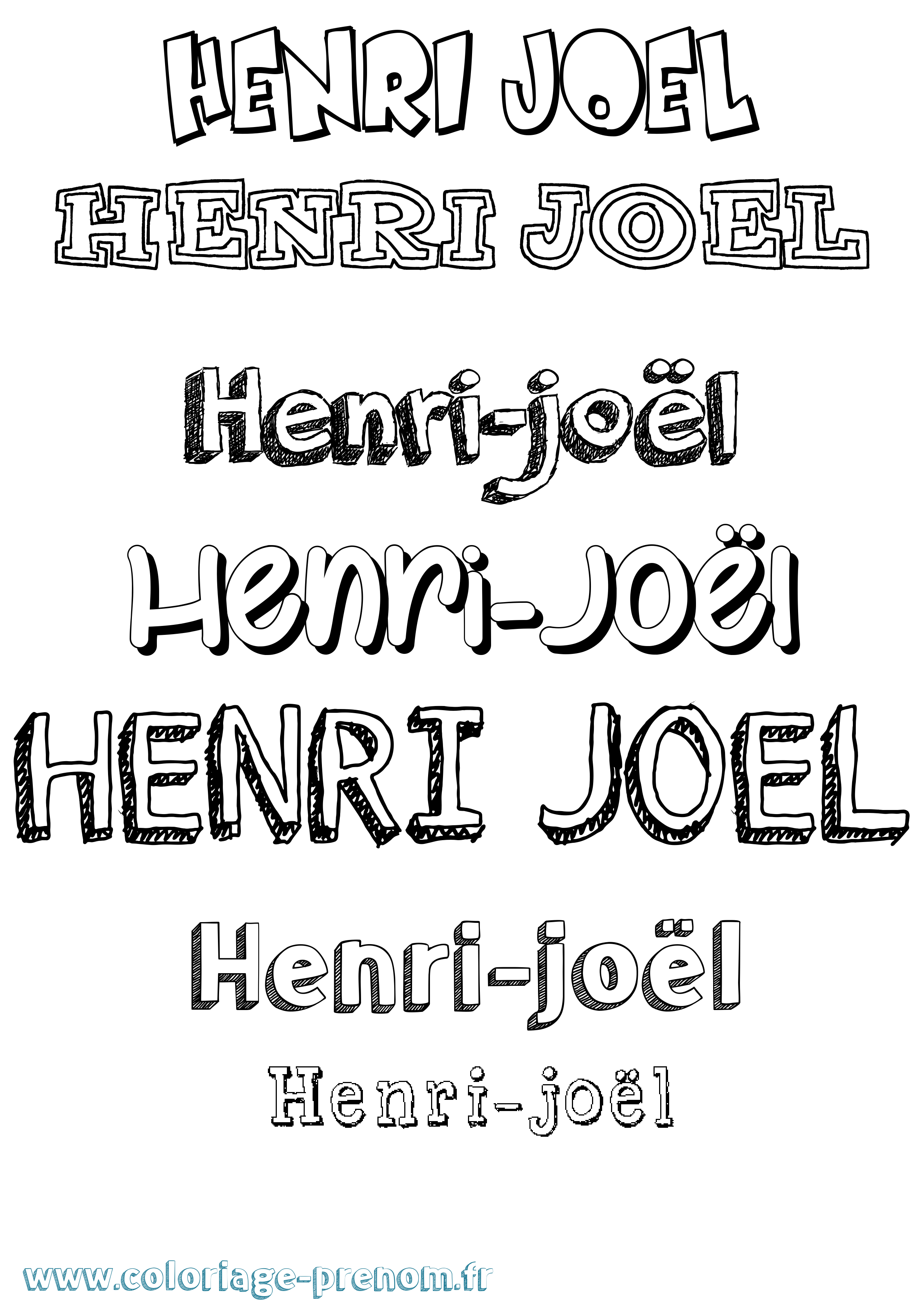 Coloriage Henri-Joël Dessiné Coloriage prénom Henri-Joël Dessiné