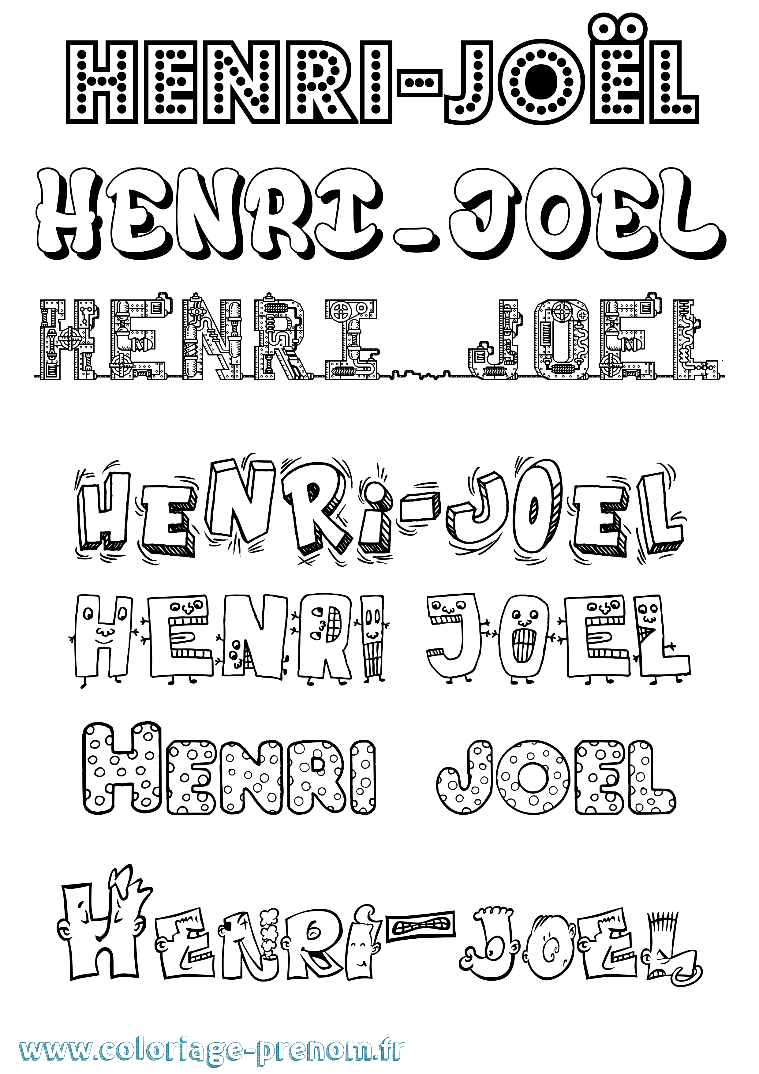Coloriage Henri-Joël Fun Coloriage prénom Henri-Joël Fun