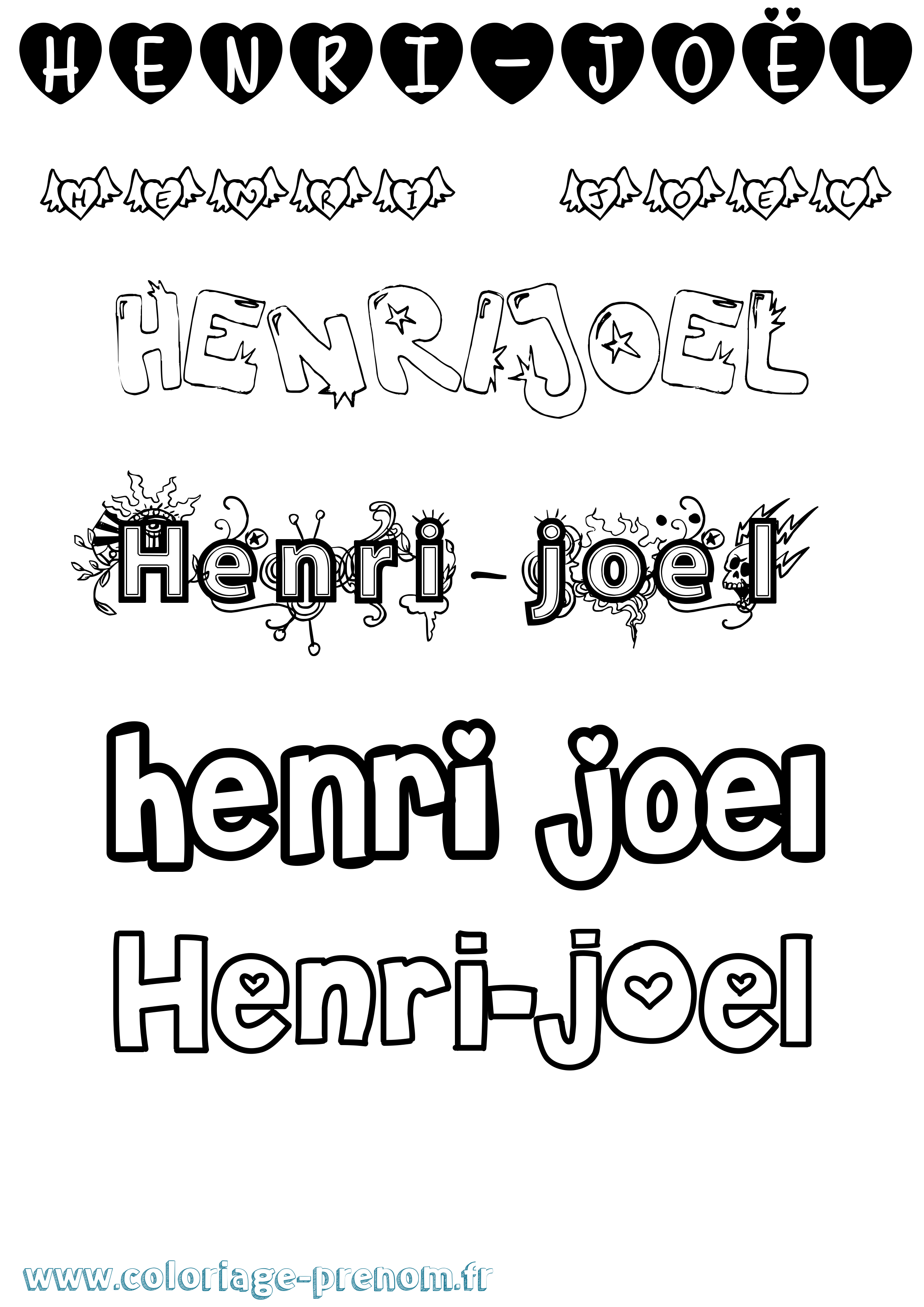 Coloriage Henri-Joël Girly Coloriage prénom Henri-Joël Girly