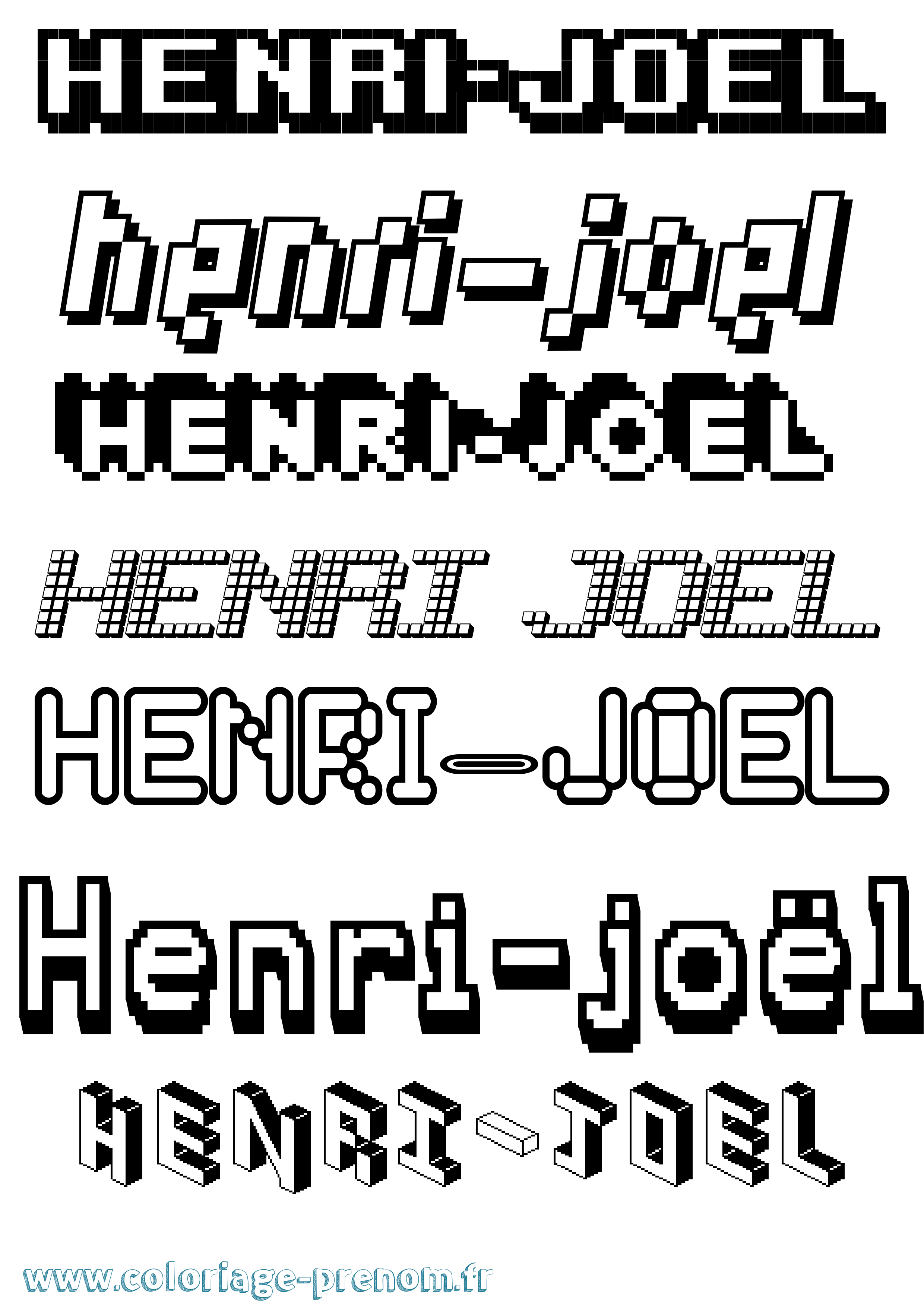 Coloriage Henri-Joël Pixel Coloriage prénom Henri-Joël Pixel