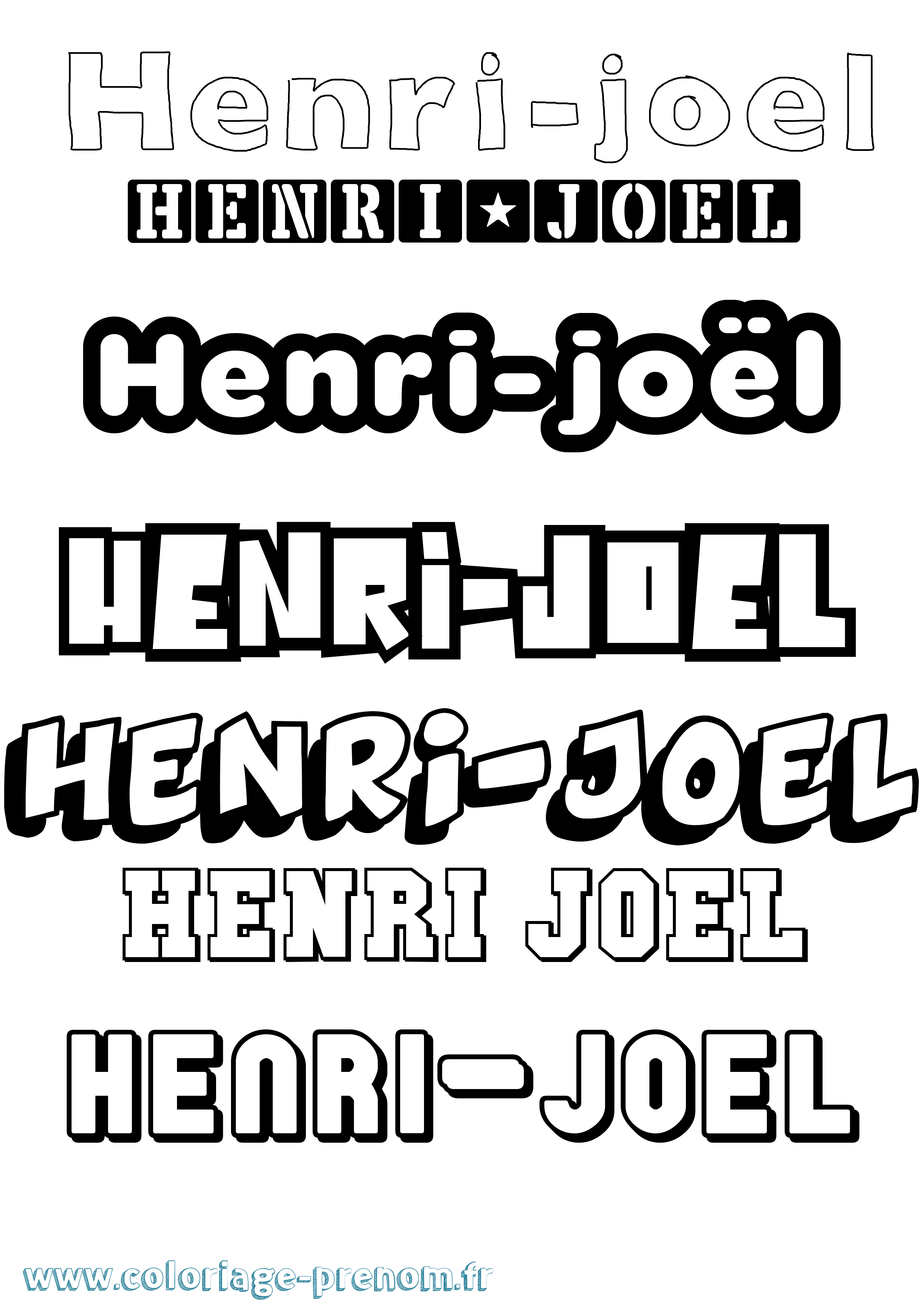 Coloriage Henri-Joël Simple Coloriage prénom Henri-Joël Simple