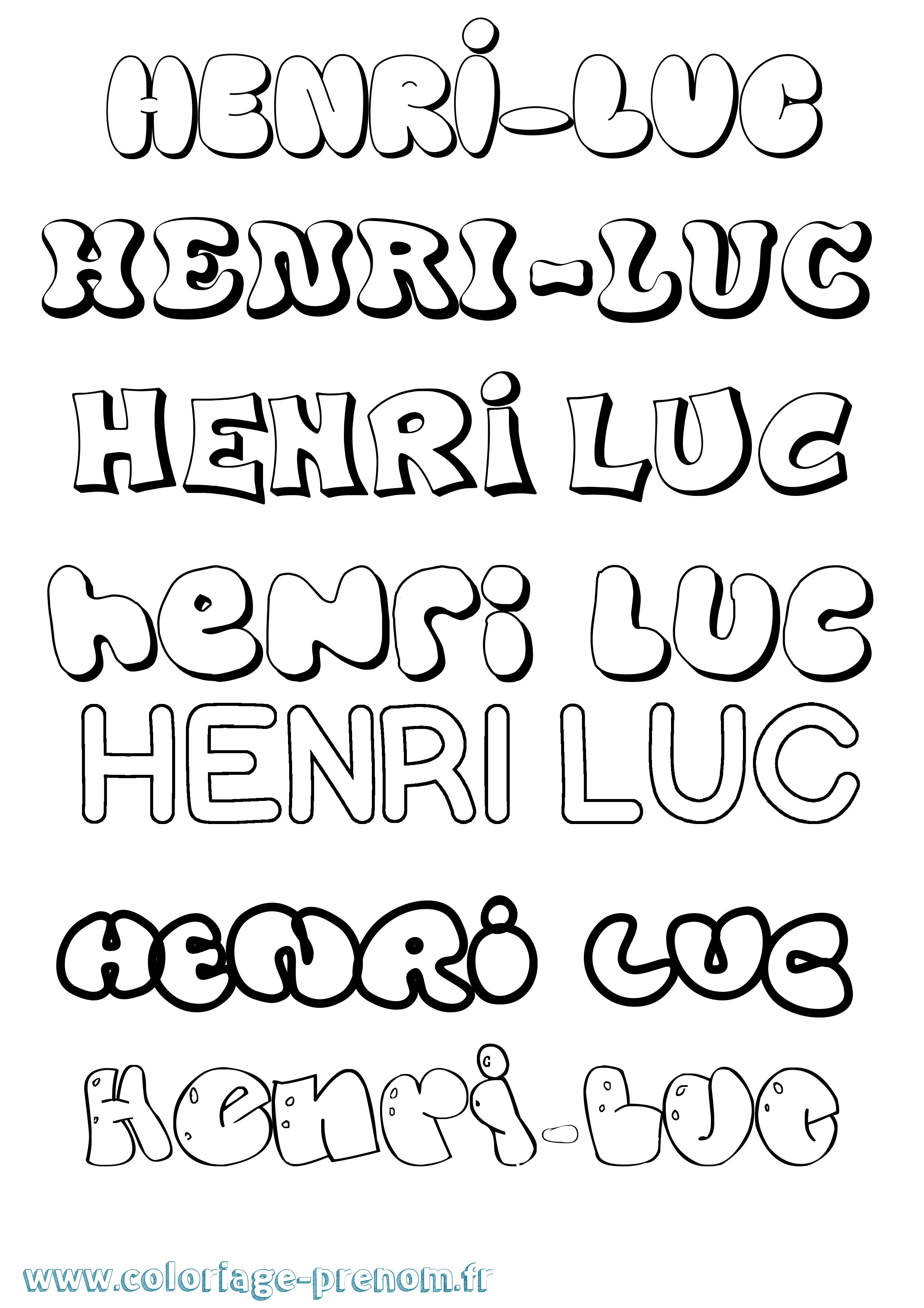 Coloriage Henri-Luc Bubble Coloriage prénom Henri-Luc Bubble