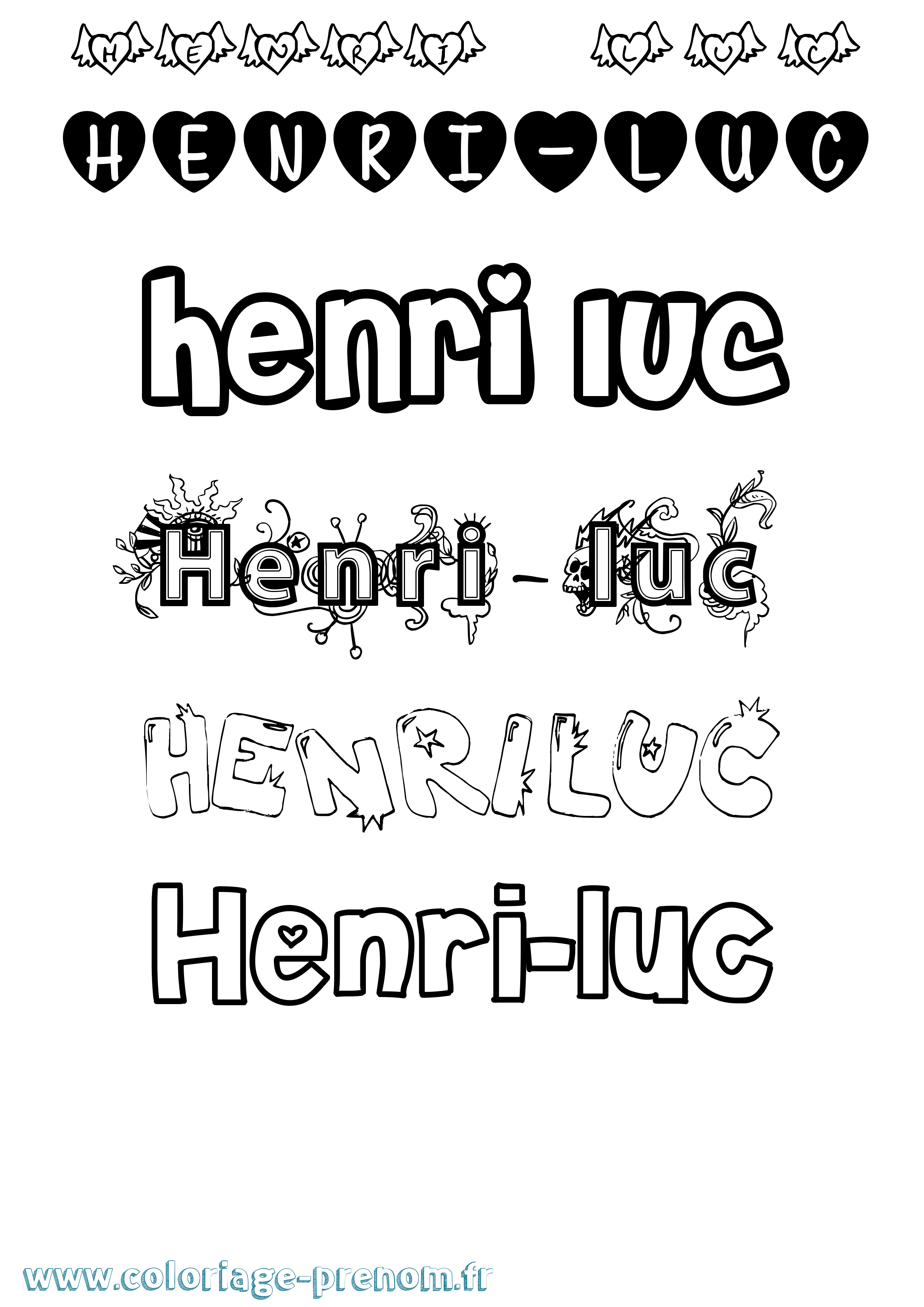 Coloriage Henri-Luc Girly Coloriage prénom Henri-Luc Girly