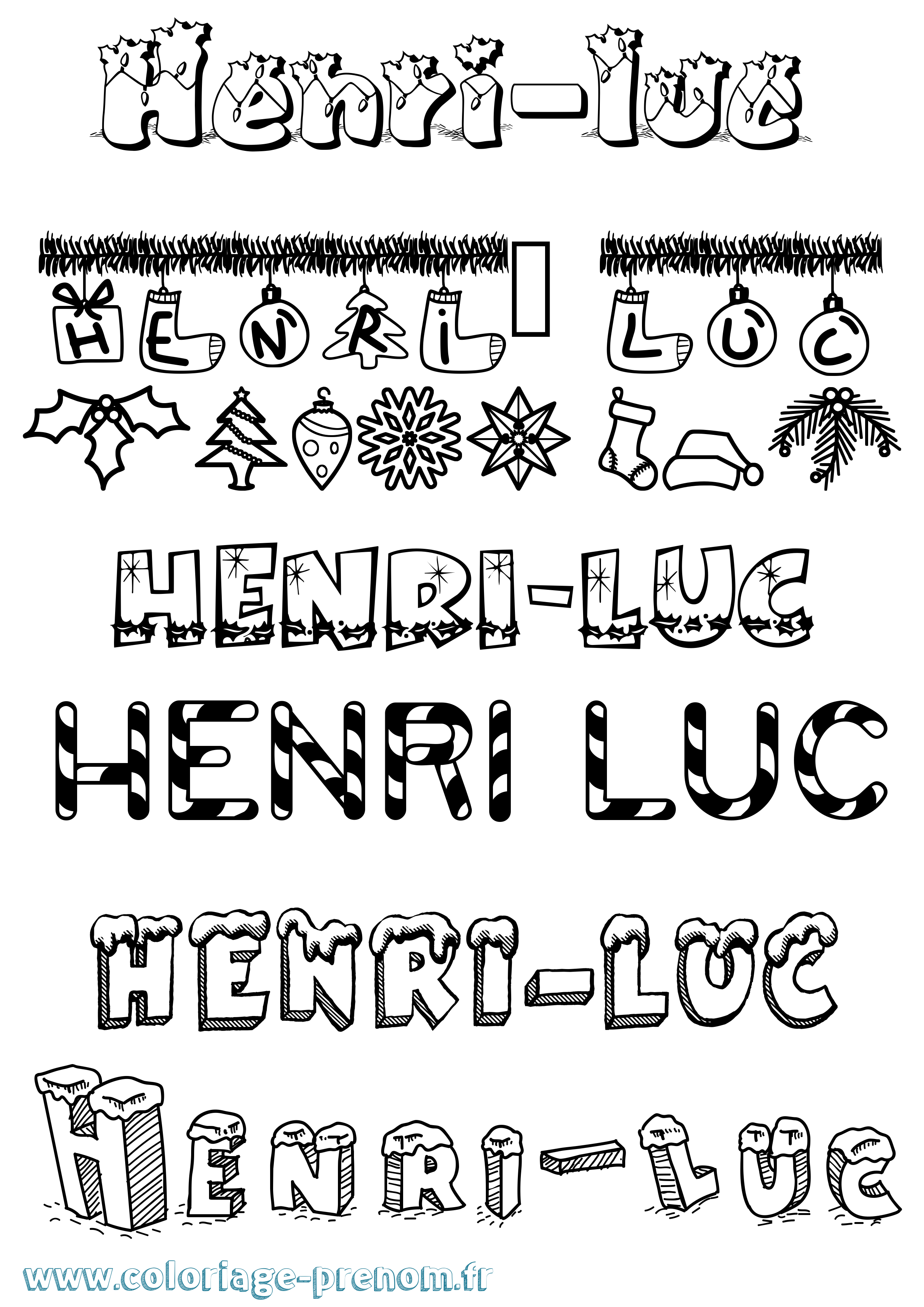 Coloriage Henri-Luc Noël Coloriage prénom Henri-Luc Noël