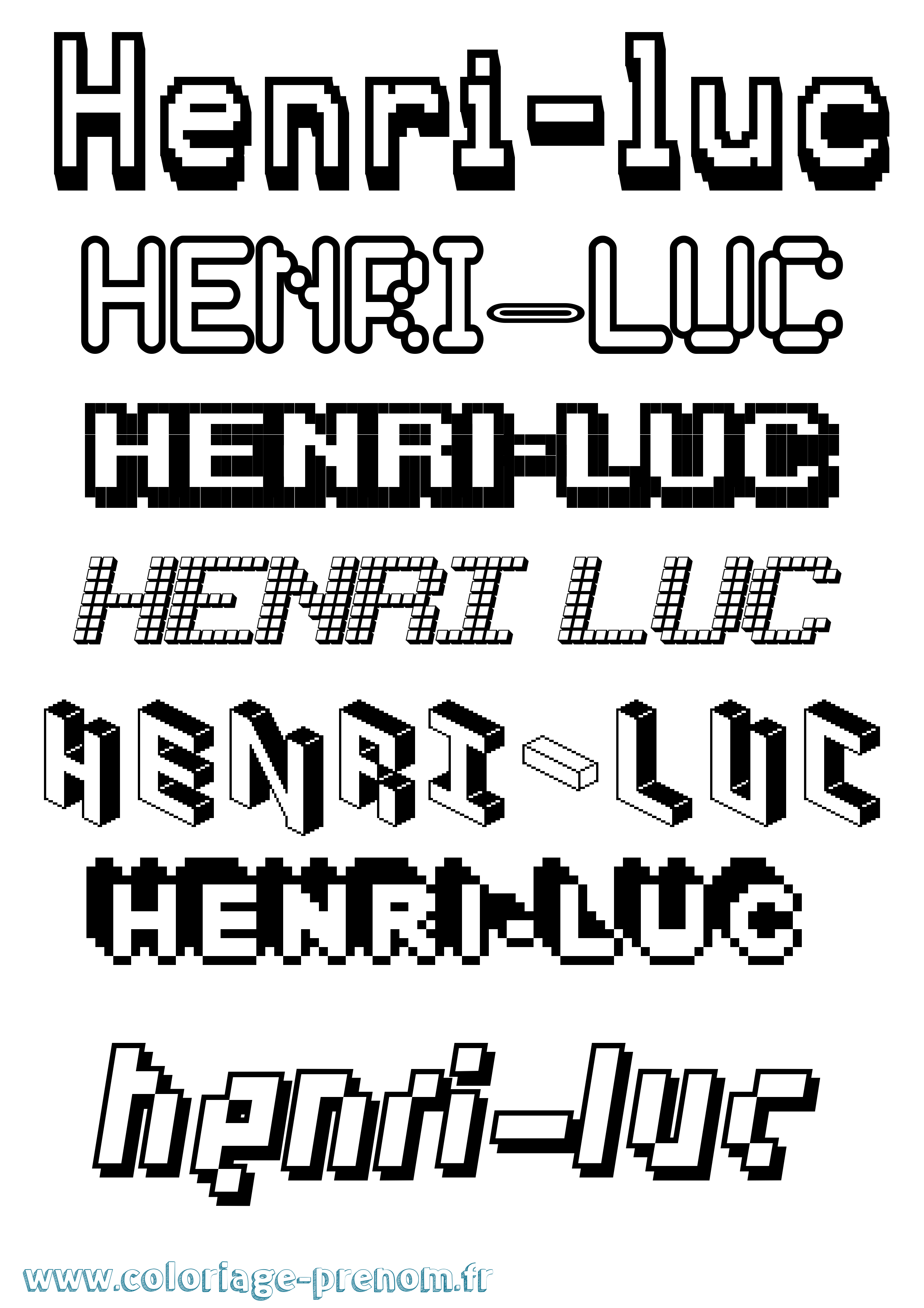 Coloriage Henri-Luc Pixel Coloriage prénom Henri-Luc Pixel