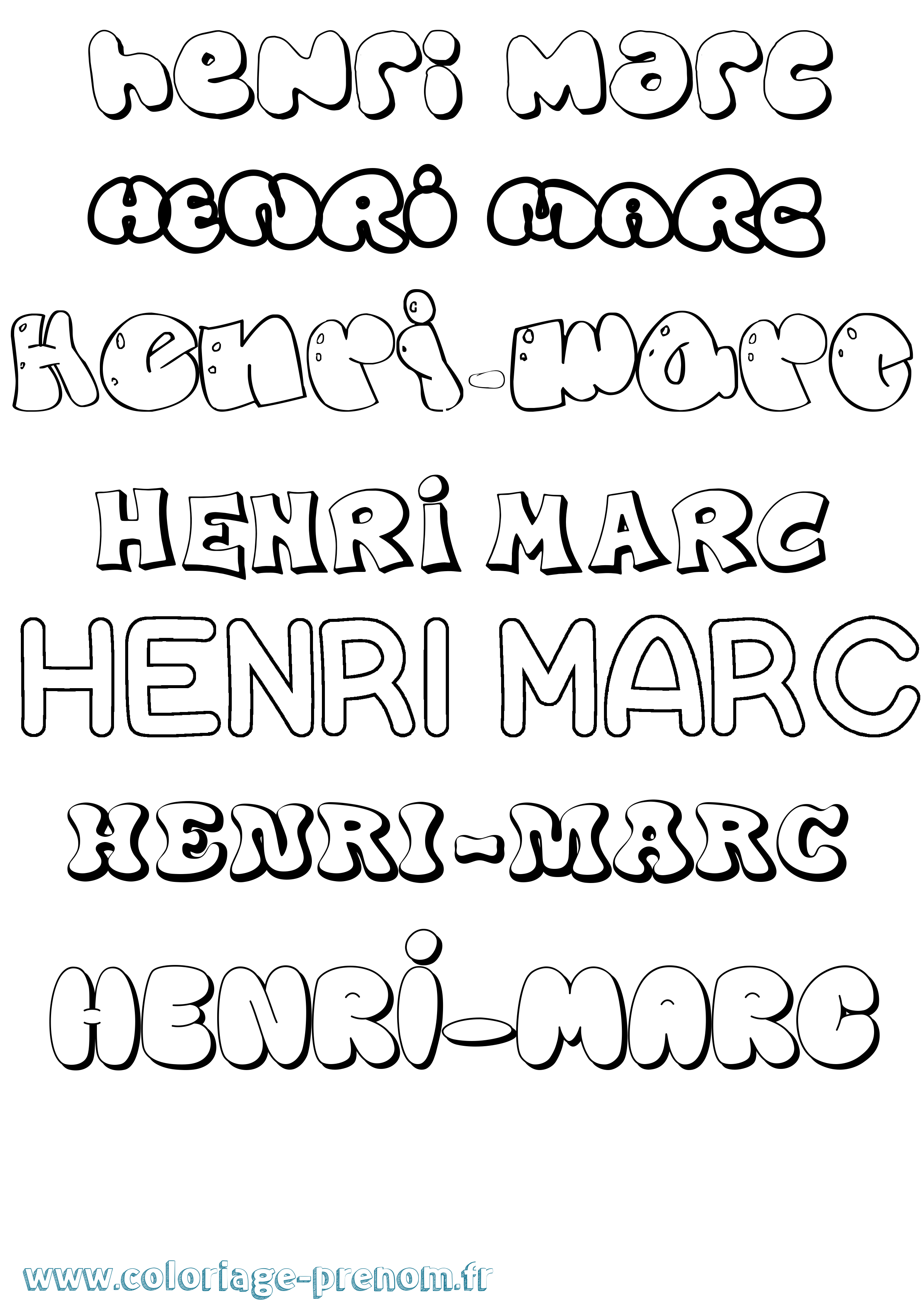 Coloriage Henri-Marc Bubble Coloriage prénom Henri-Marc Bubble