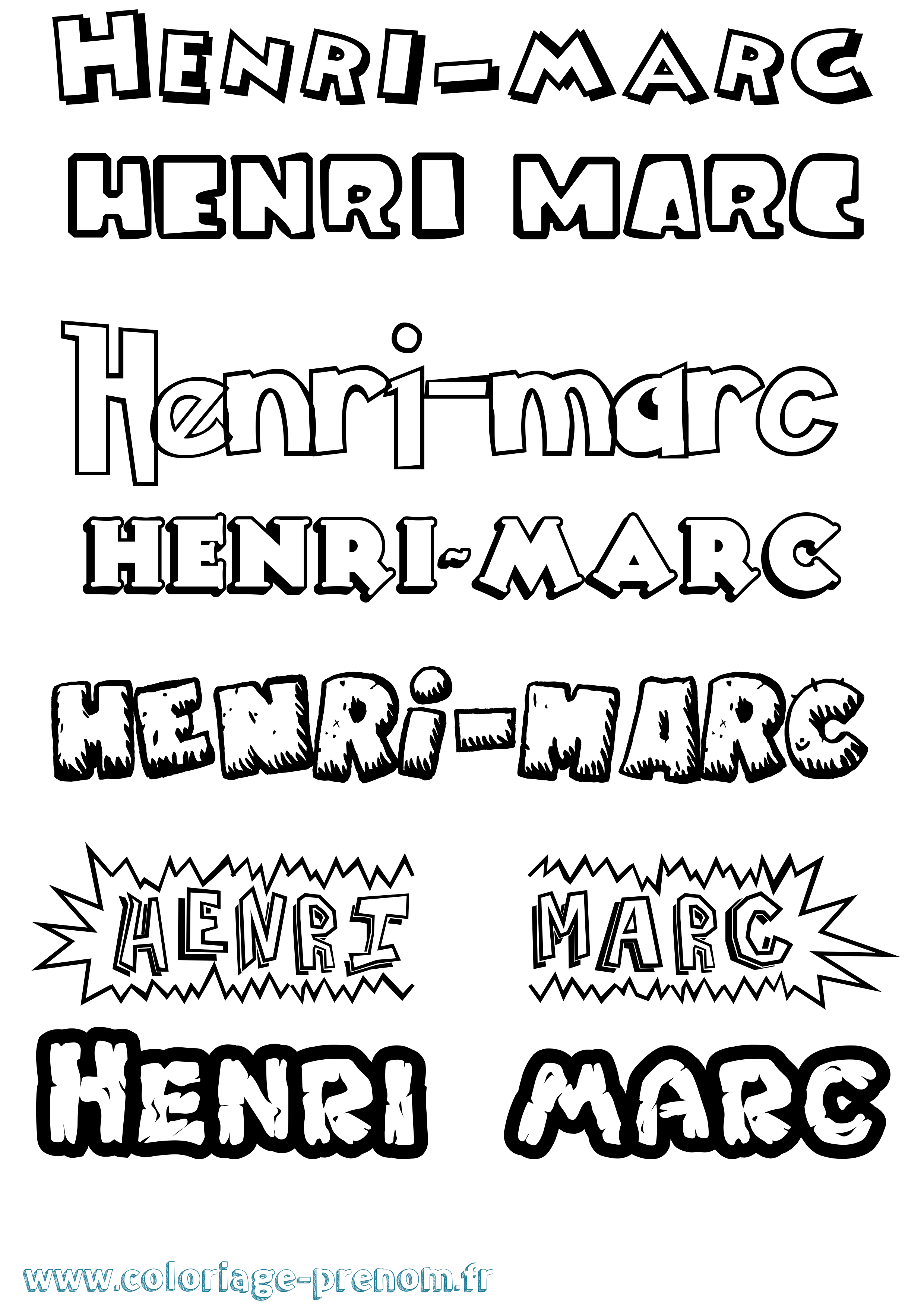 Coloriage Henri-Marc Dessin Animé Coloriage prénom Henri-Marc Dessin Animé