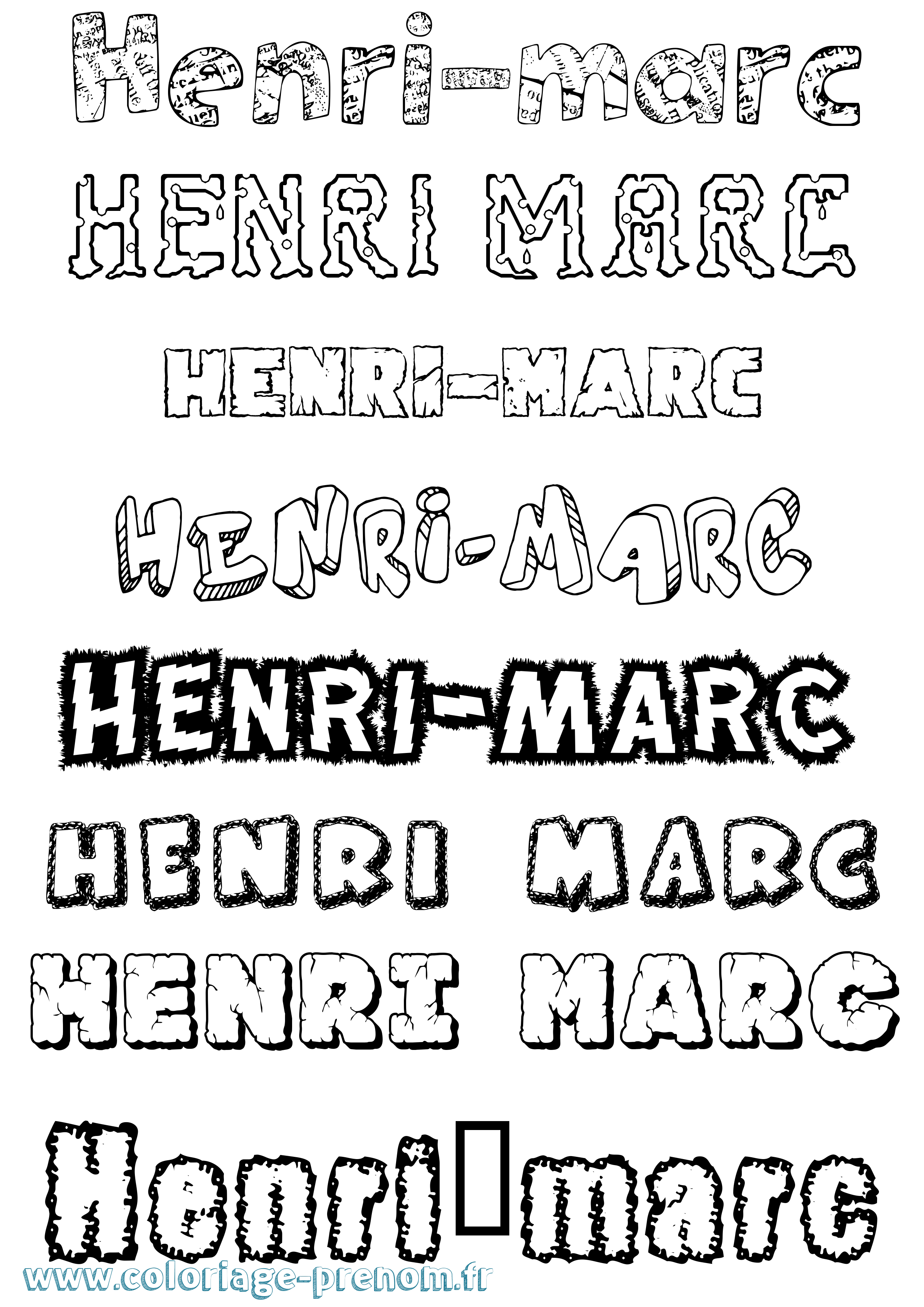 Coloriage Henri-Marc Destructuré Coloriage prénom Henri-Marc Destructuré