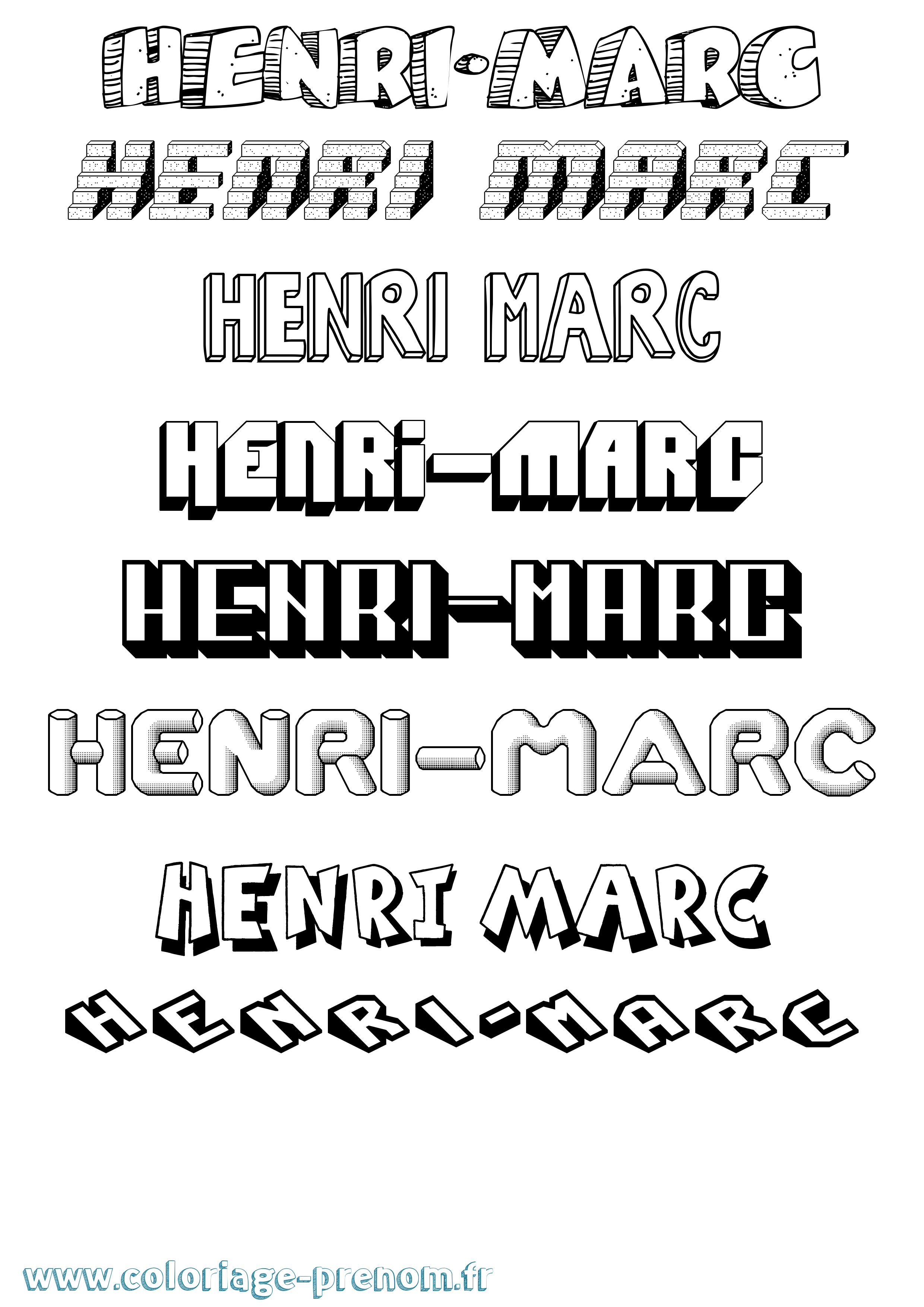 Coloriage Henri-Marc Effet 3D Coloriage prénom Henri-Marc Effet 3D
