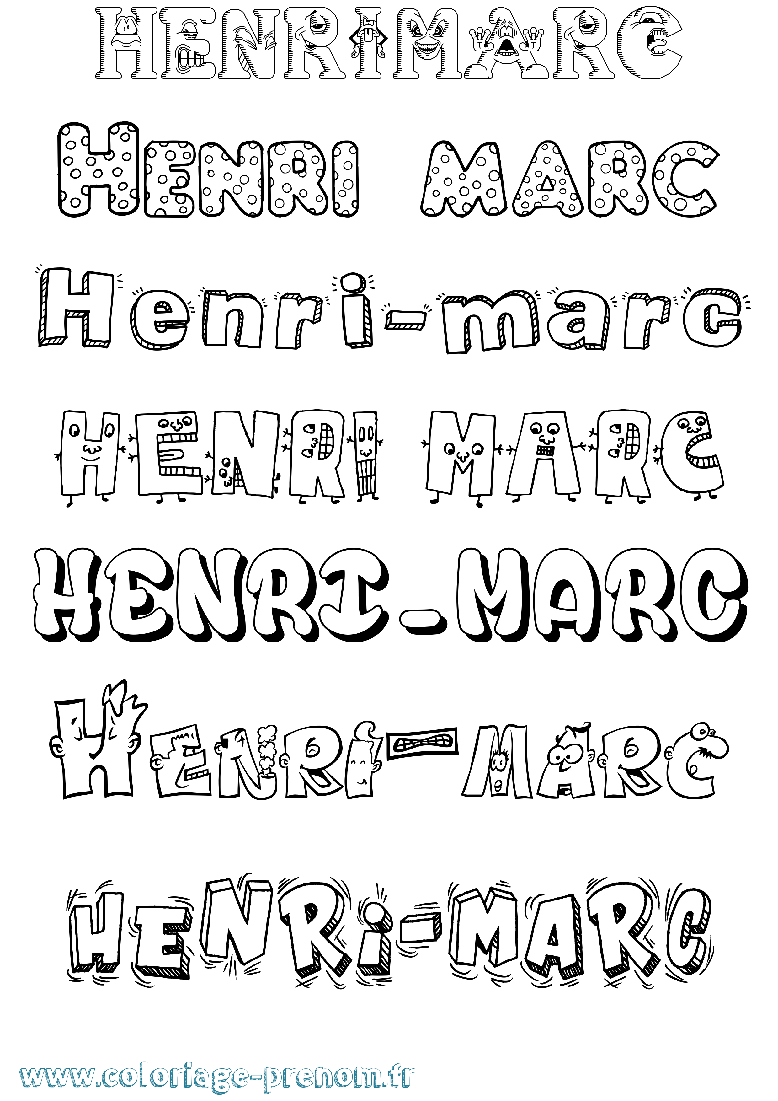 Coloriage Henri-Marc Fun Coloriage prénom Henri-Marc Fun