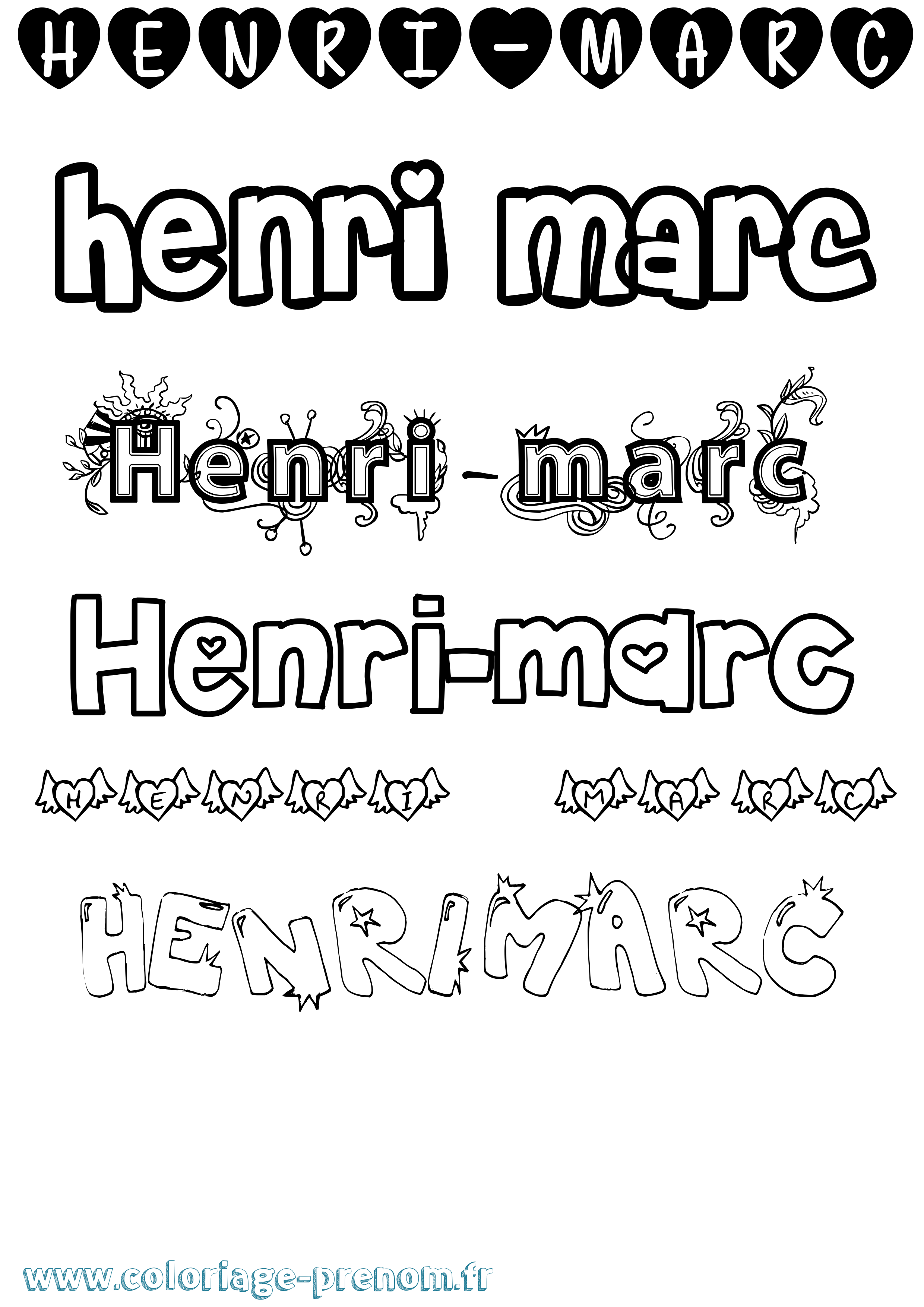 Coloriage Henri-Marc Girly Coloriage prénom Henri-Marc Girly