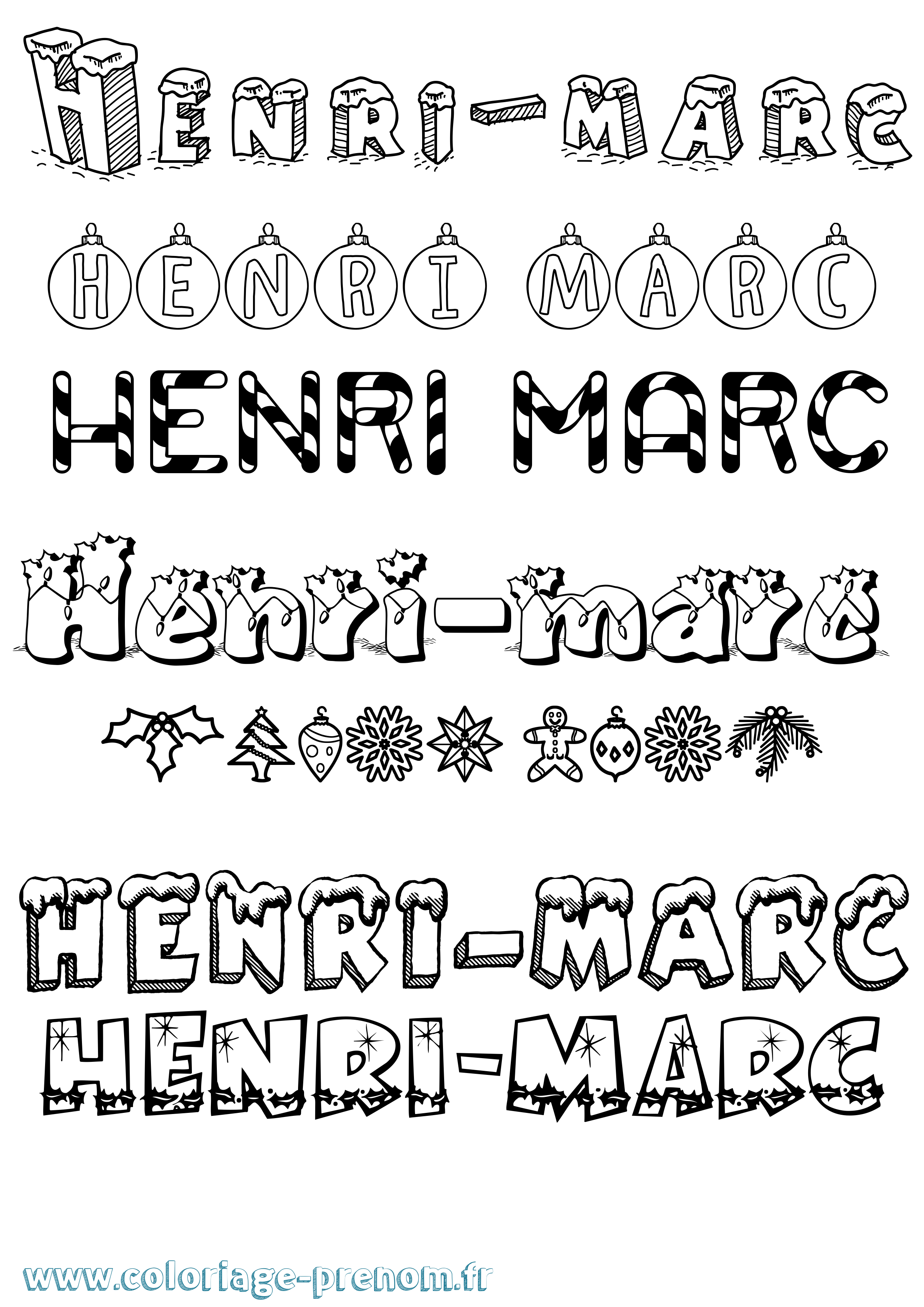 Coloriage Henri-Marc Noël Coloriage prénom Henri-Marc Noël