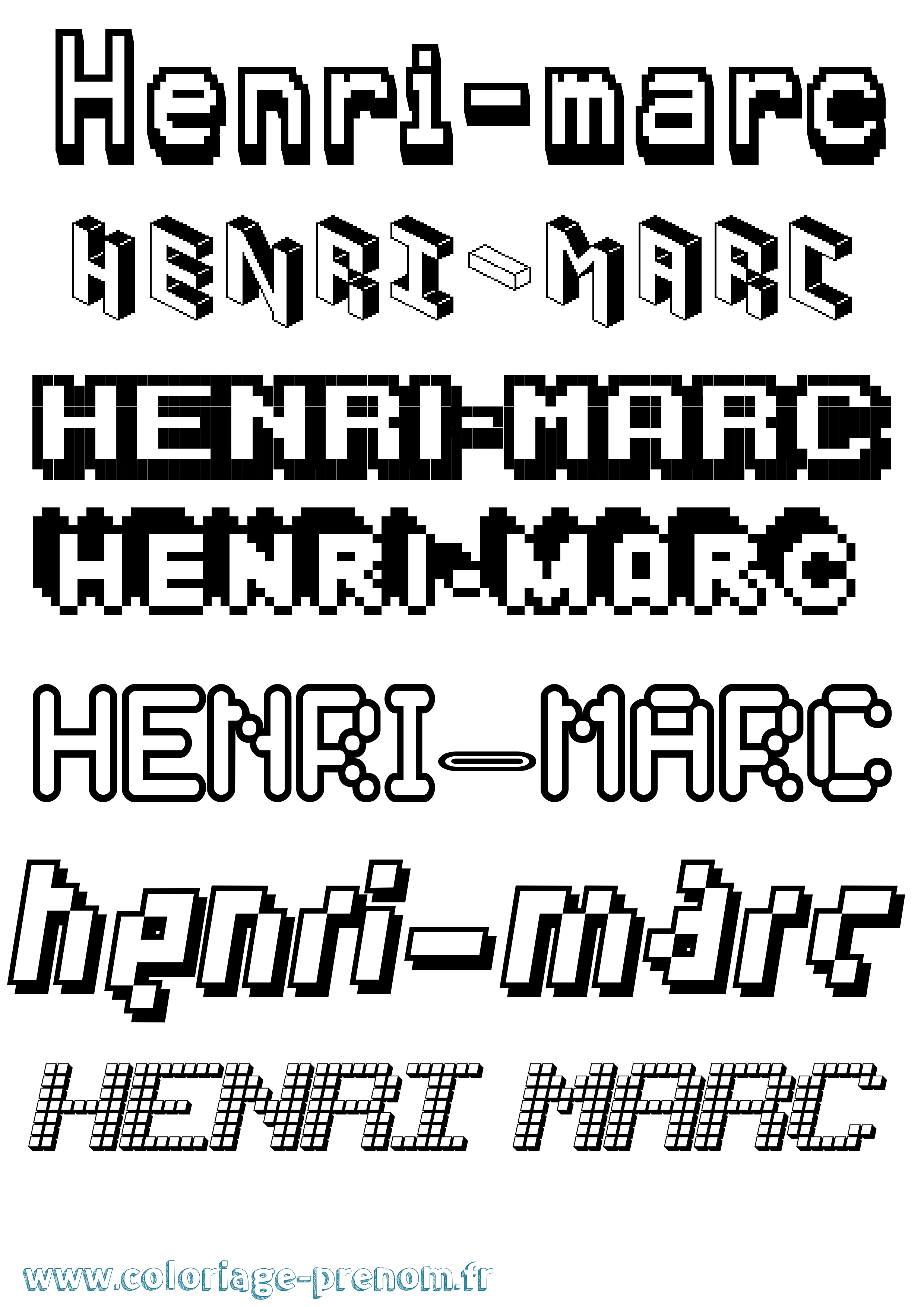 Coloriage Henri-Marc Pixel Coloriage prénom Henri-Marc Pixel