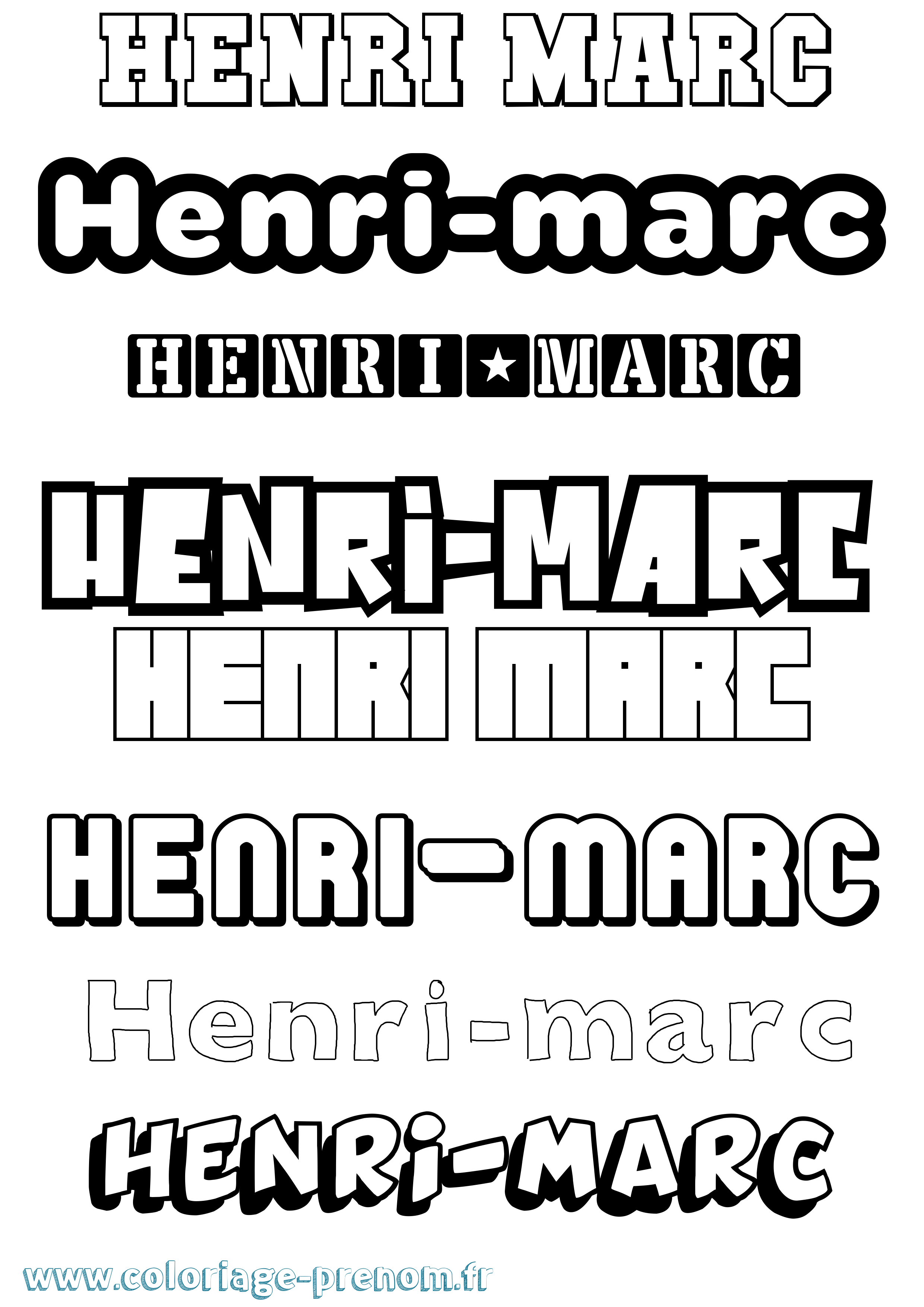 Coloriage Henri-Marc Simple Coloriage prénom Henri-Marc Simple