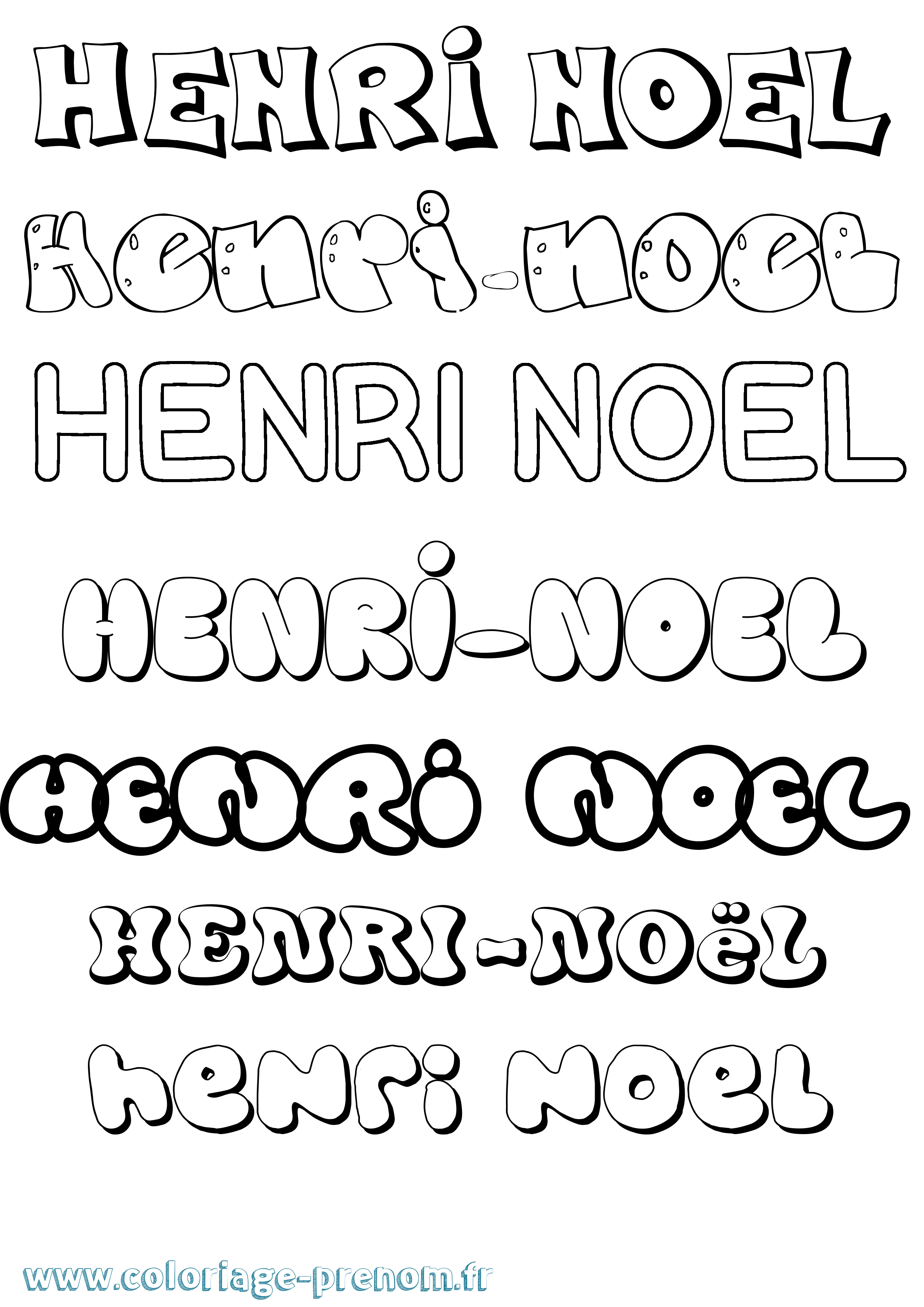 Coloriage Henri-Noël Bubble Coloriage prénom Henri-Noël Bubble