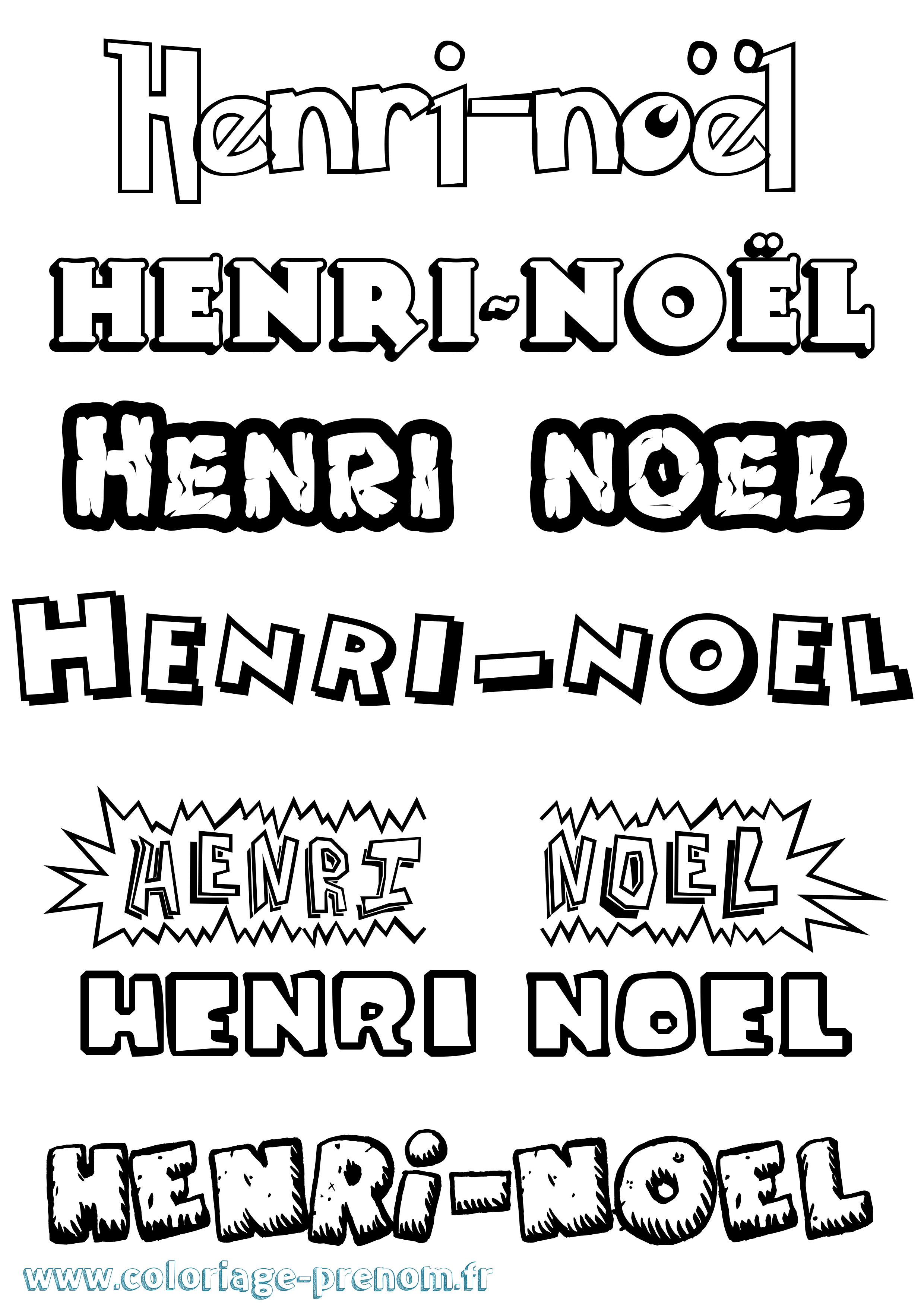 Coloriage Henri-Noël Dessin Animé Coloriage prénom Henri-Noël Dessin Animé