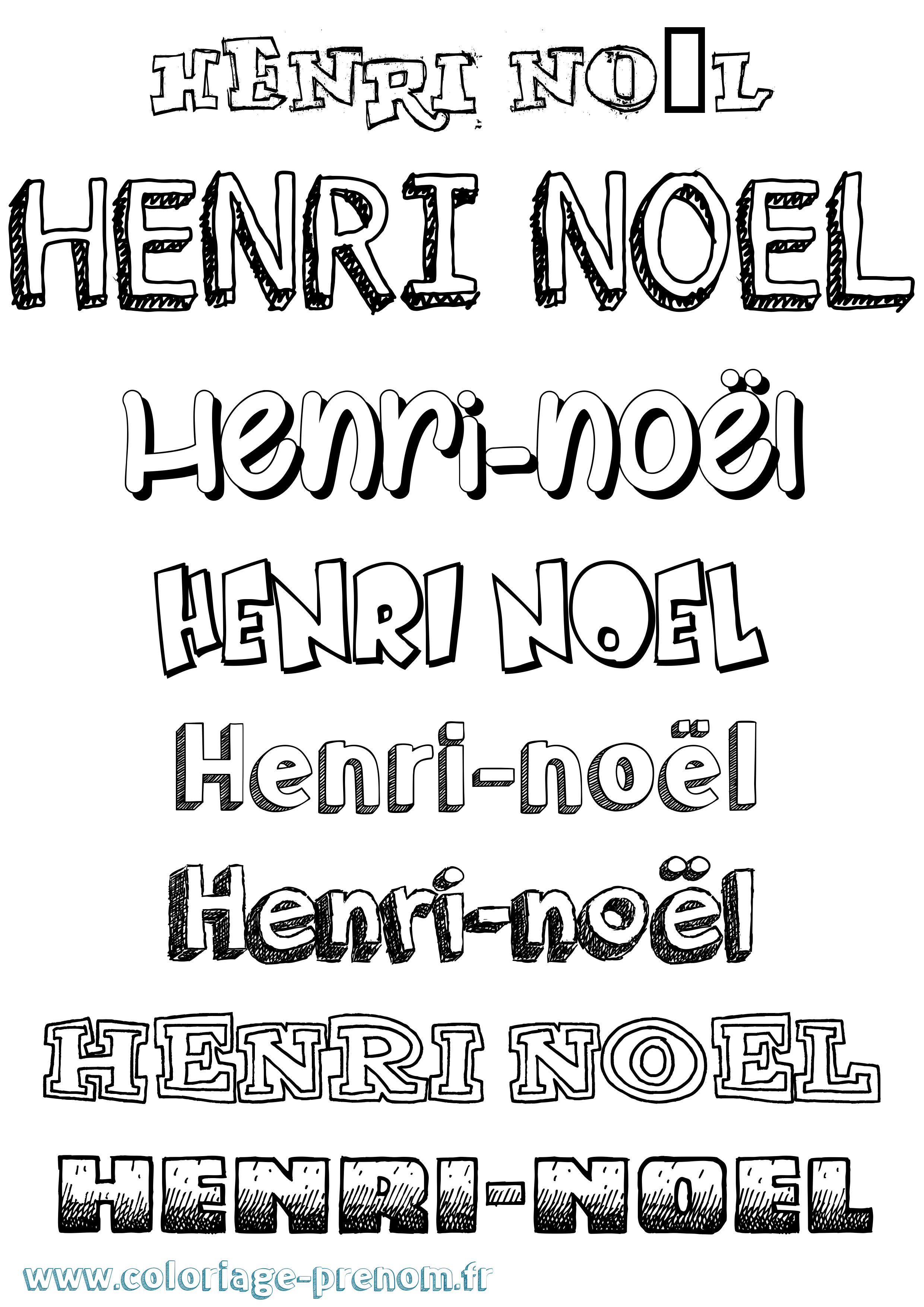 Coloriage Henri-Noël Dessiné Coloriage prénom Henri-Noël Dessiné