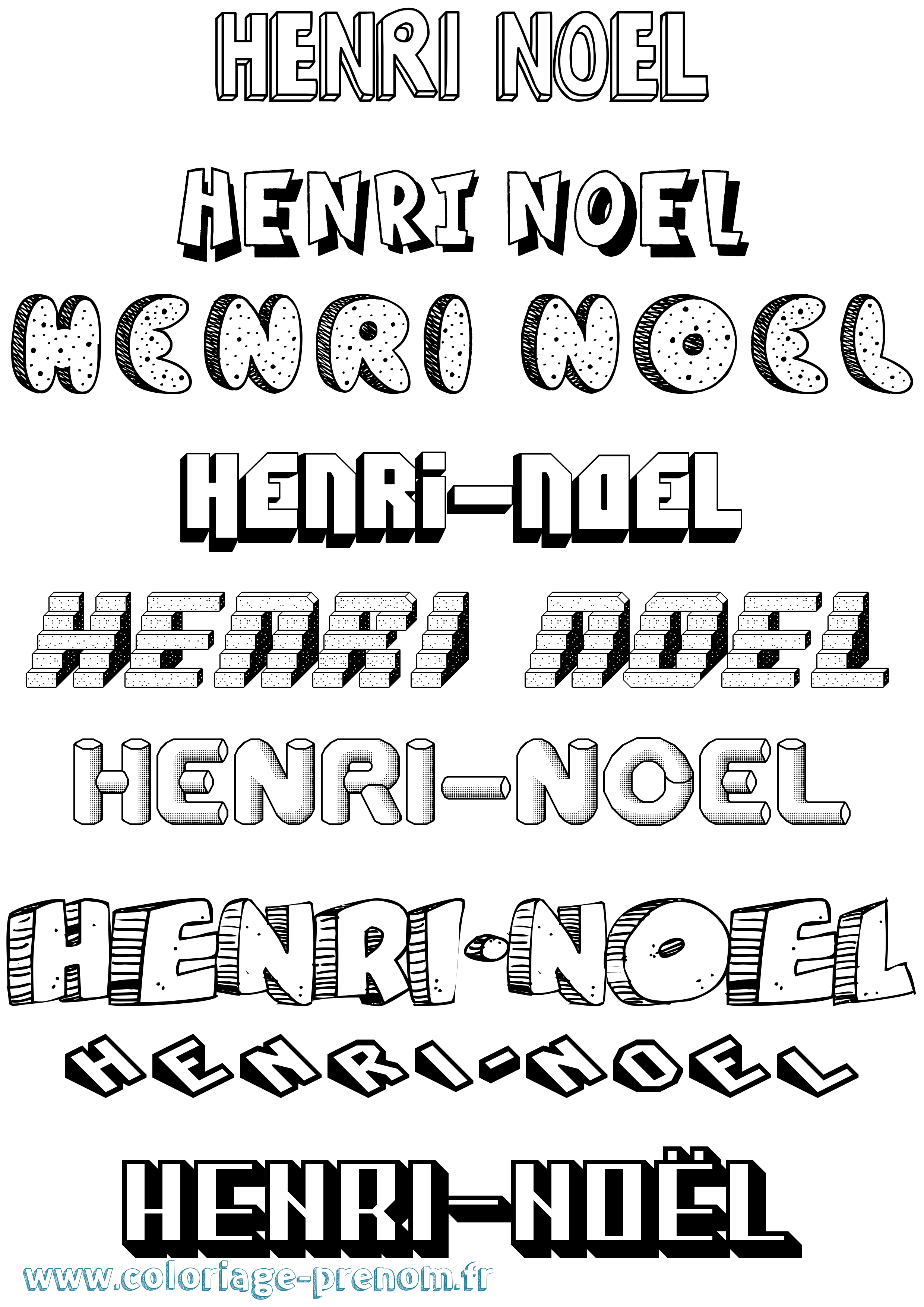 Coloriage Henri-Noël Effet 3D Coloriage prénom Henri-Noël Effet 3D