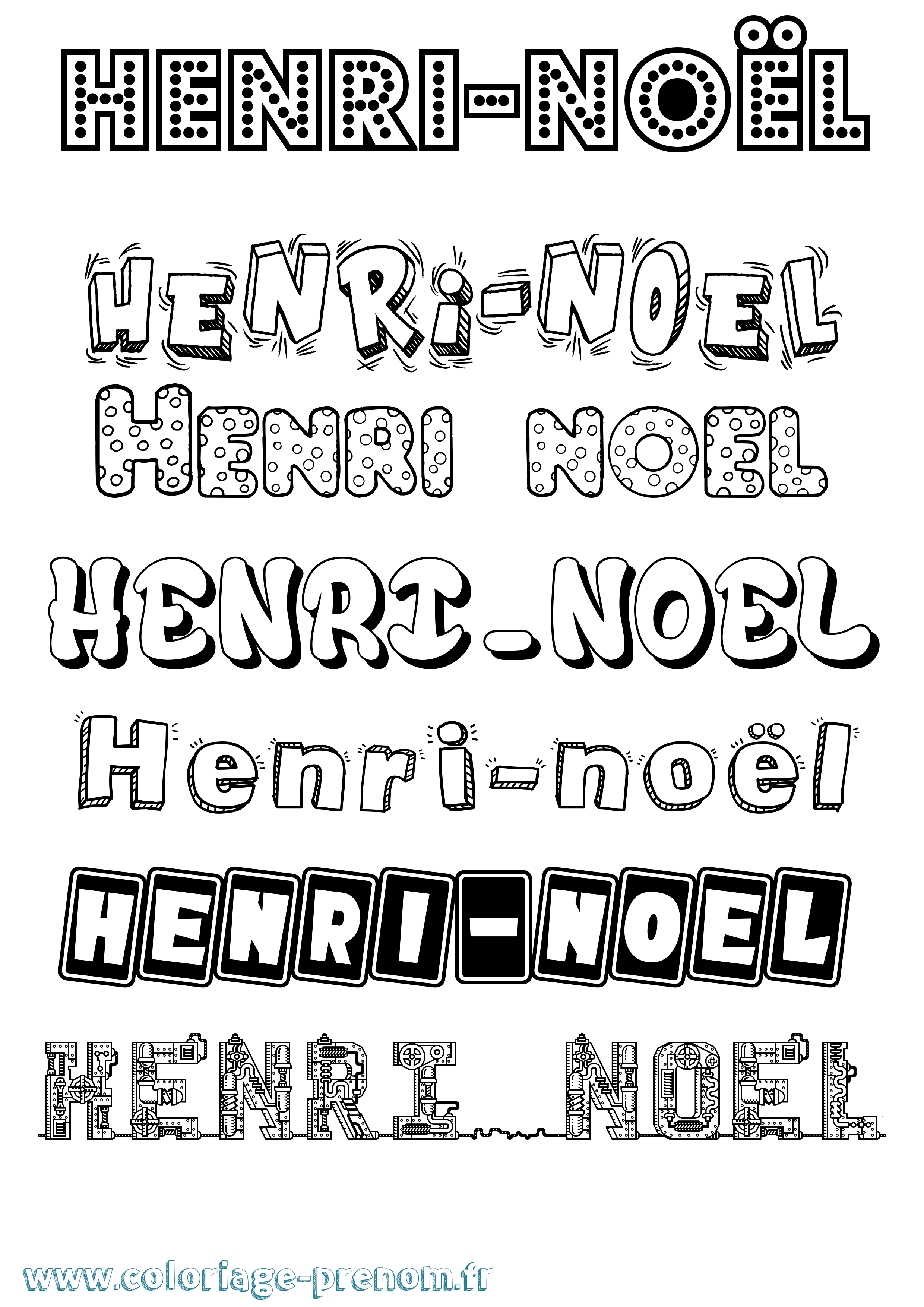 Coloriage Henri-Noël Fun Coloriage prénom Henri-Noël Fun