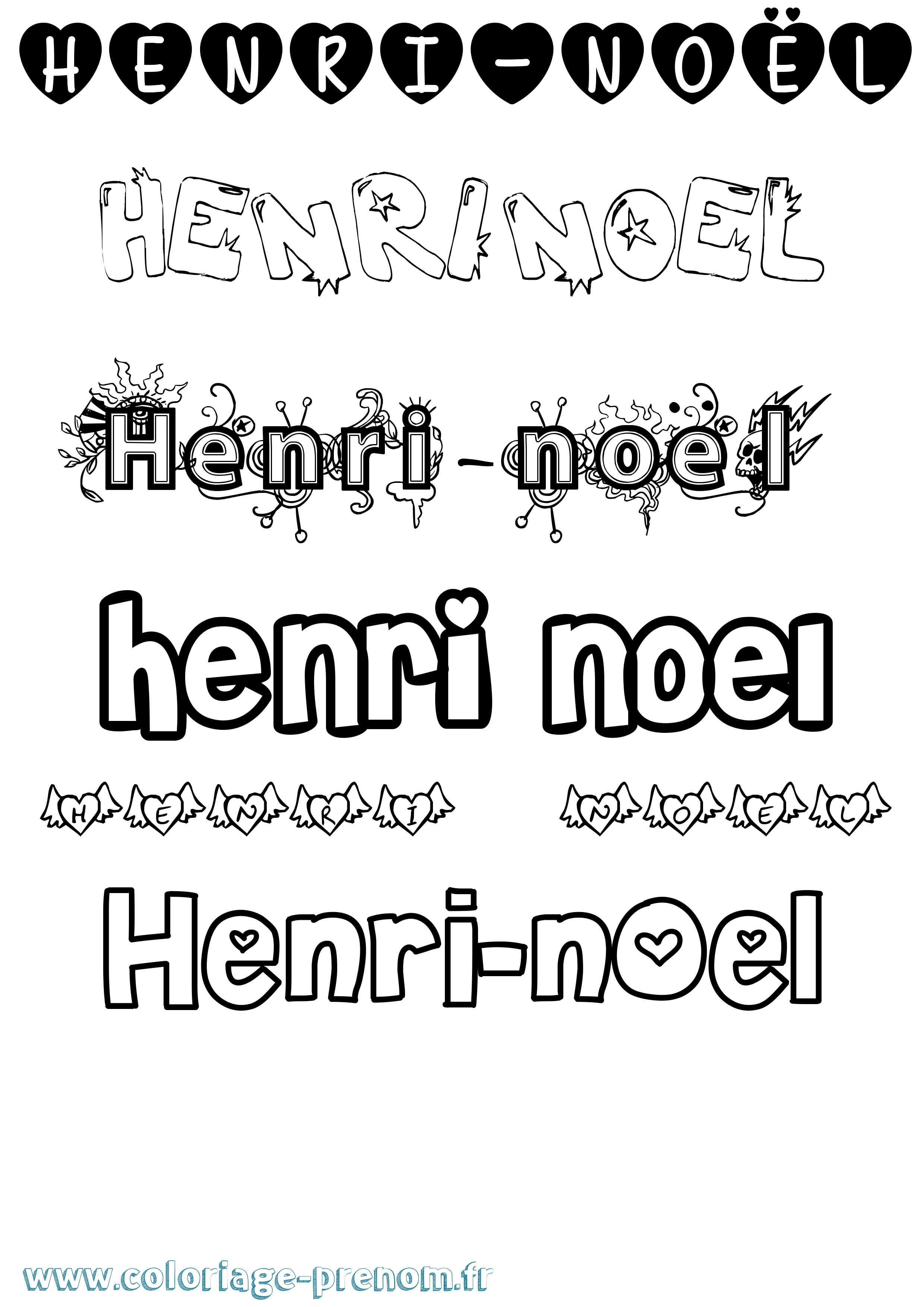 Coloriage Henri-Noël Girly Coloriage prénom Henri-Noël Girly