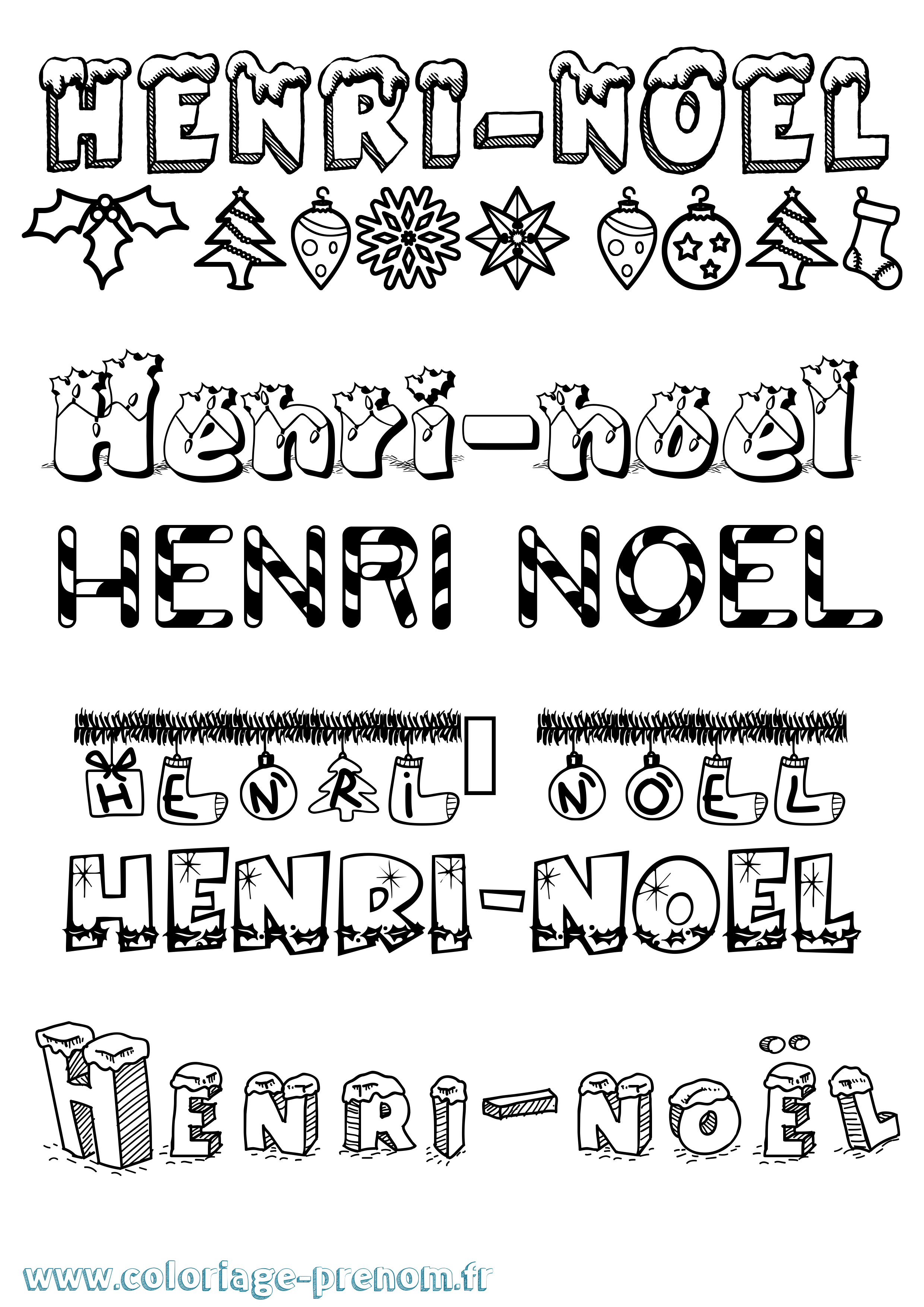 Coloriage Henri-Noël Noël Coloriage prénom Henri-Noël Noël
