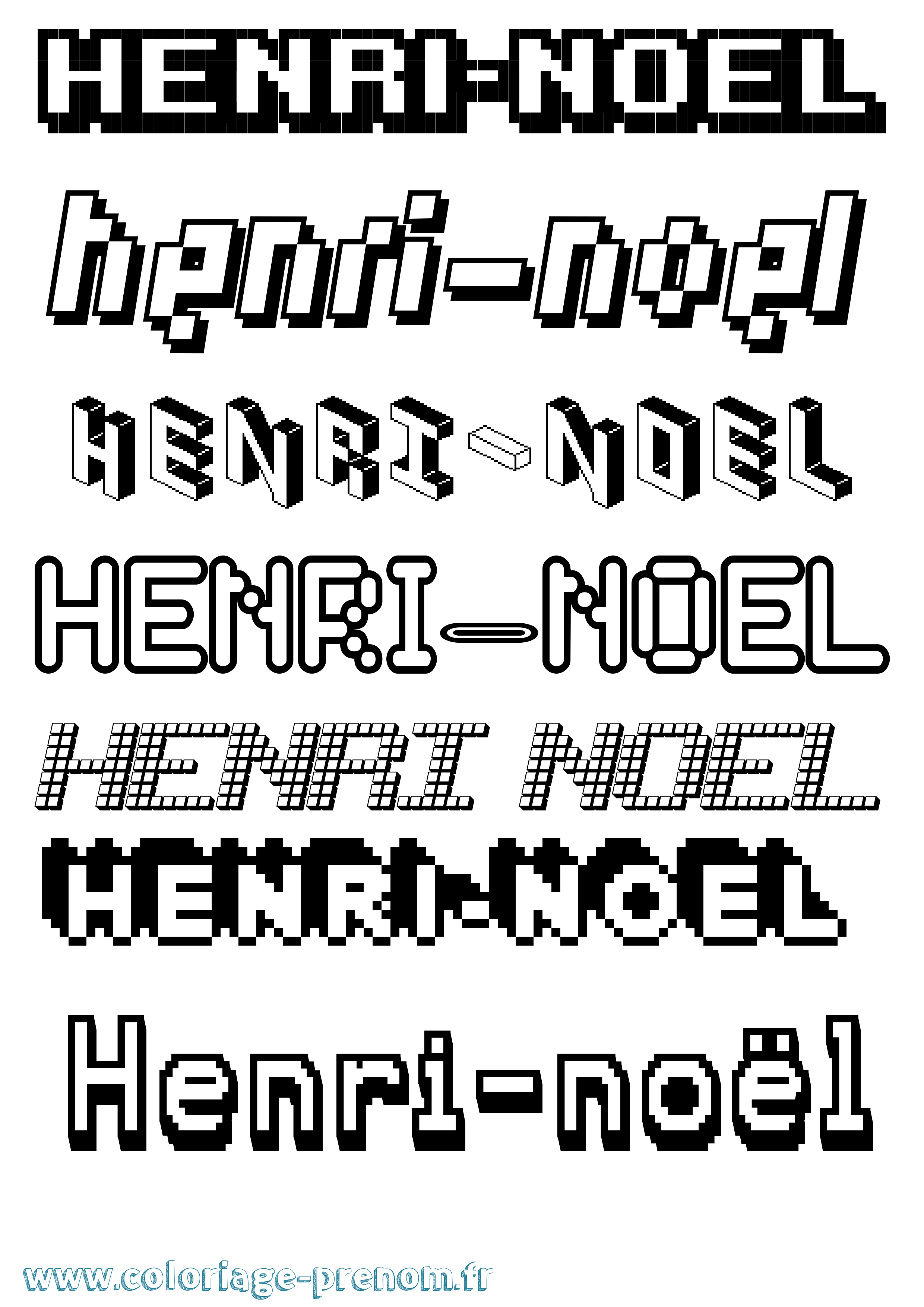 Coloriage Henri-Noël Pixel Coloriage prénom Henri-Noël Pixel