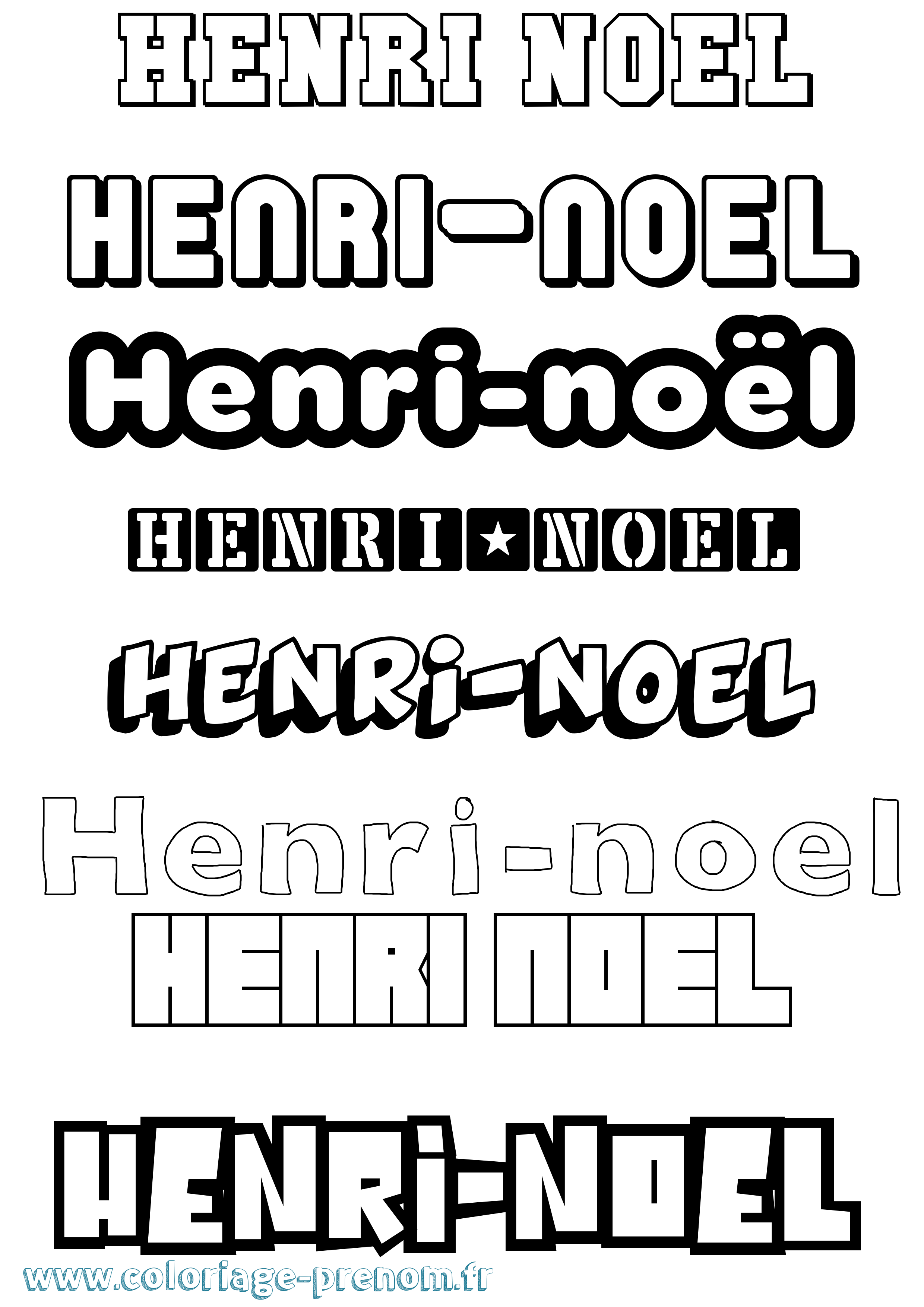 Coloriage Henri-Noël Simple Coloriage prénom Henri-Noël Simple