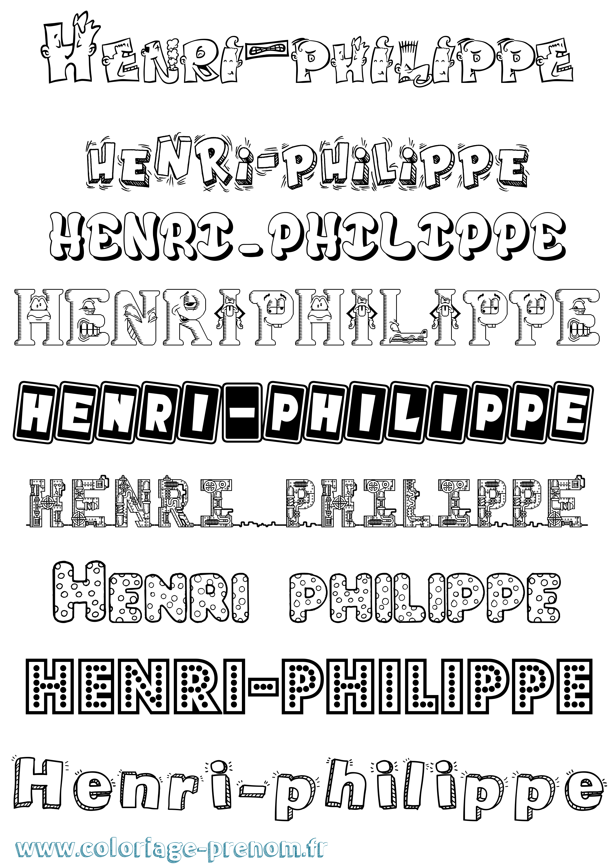 Coloriage Henri-Philippe Fun Coloriage prénom Henri-Philippe Fun