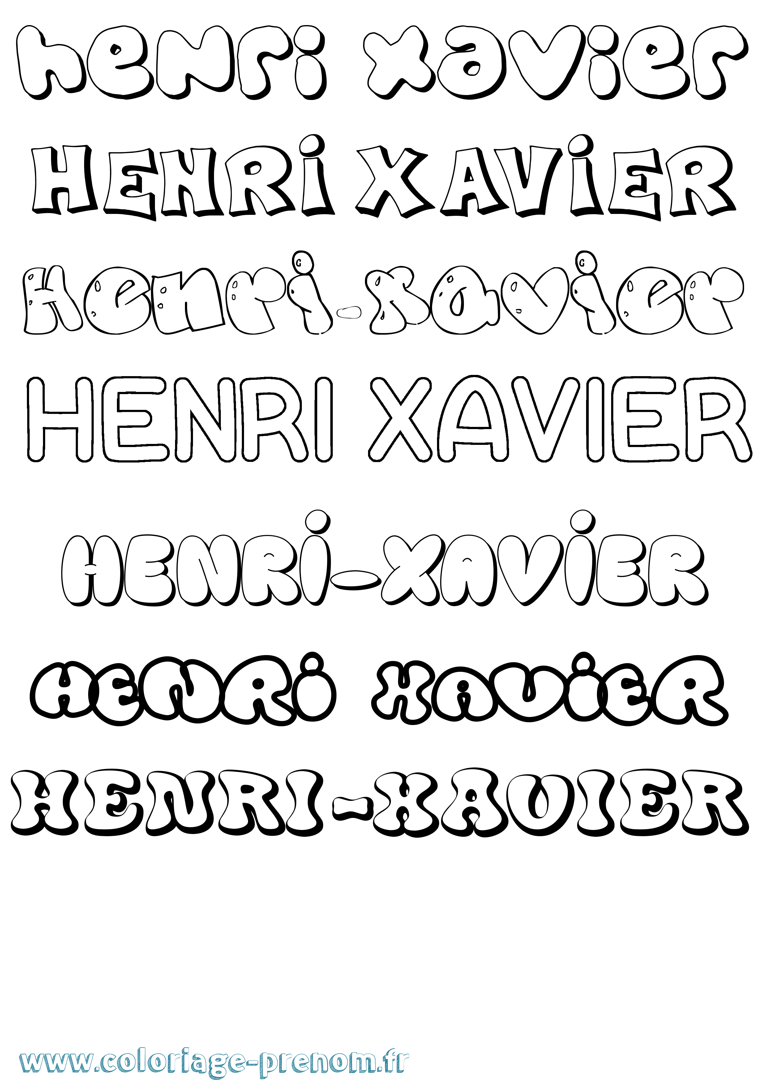 Coloriage Henri-Xavier Bubble Coloriage prénom Henri-Xavier Bubble