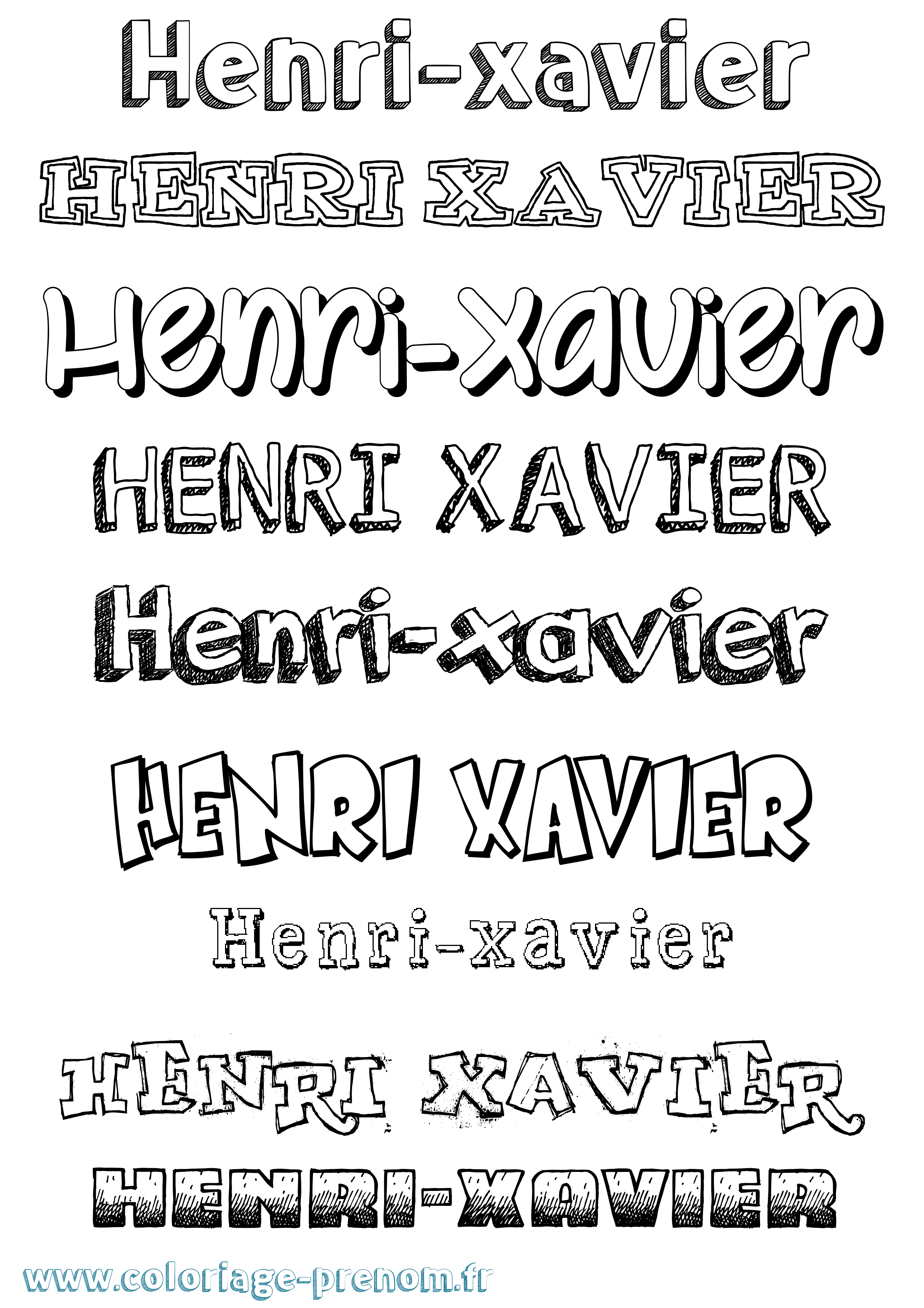 Coloriage Henri-Xavier Dessiné Coloriage prénom Henri-Xavier Dessiné
