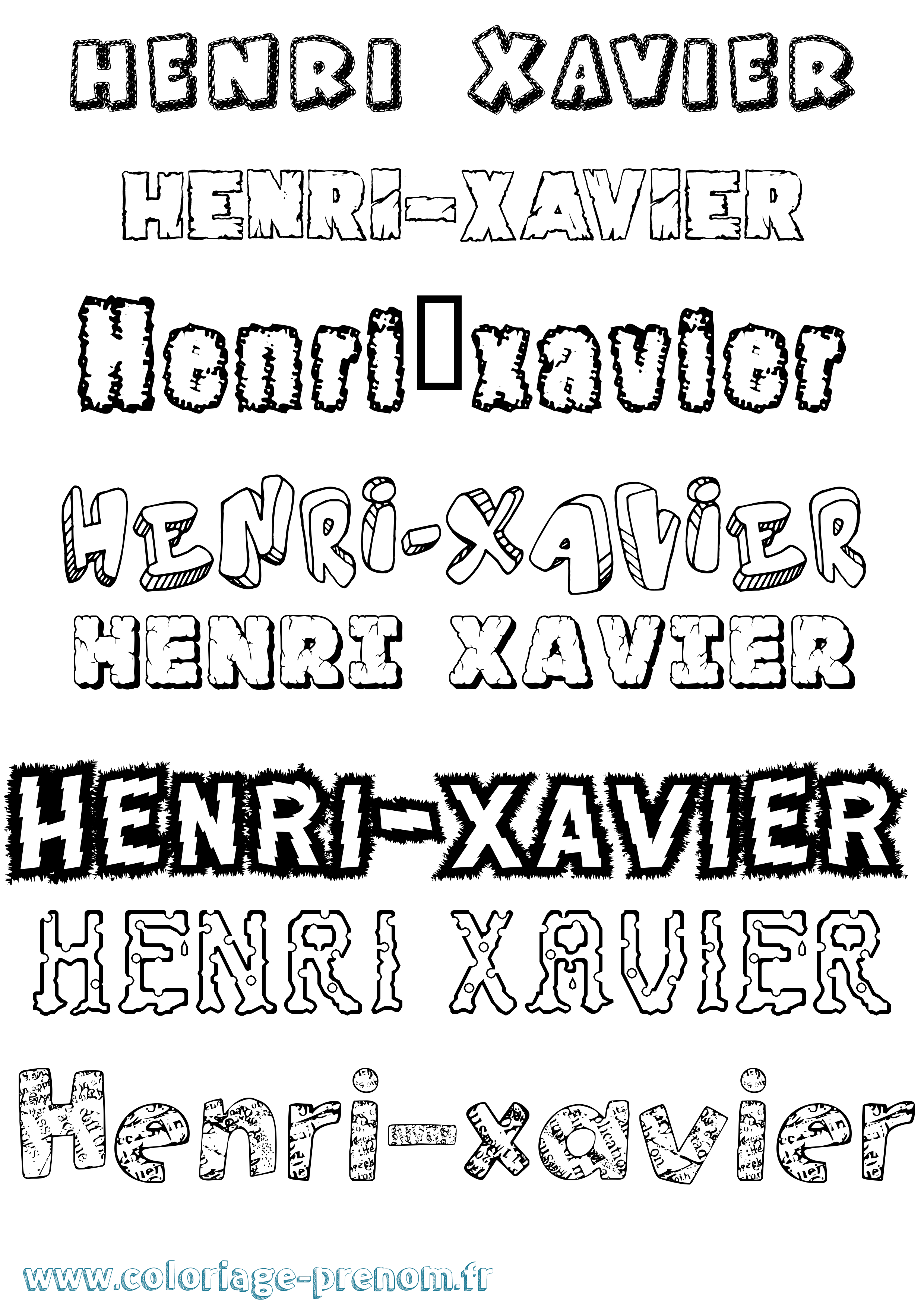 Coloriage Henri-Xavier Destructuré Coloriage prénom Henri-Xavier Destructuré