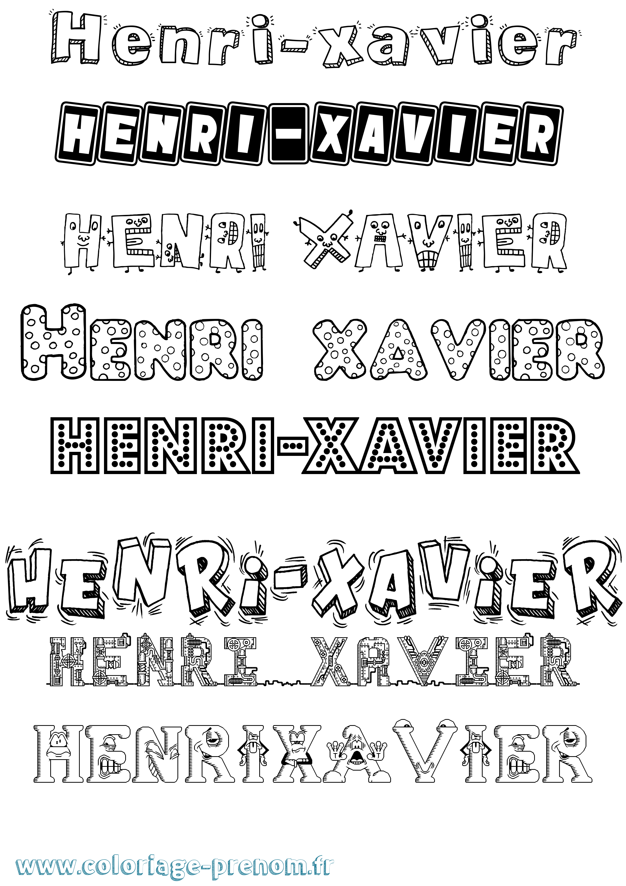Coloriage Henri-Xavier Fun Coloriage prénom Henri-Xavier Fun