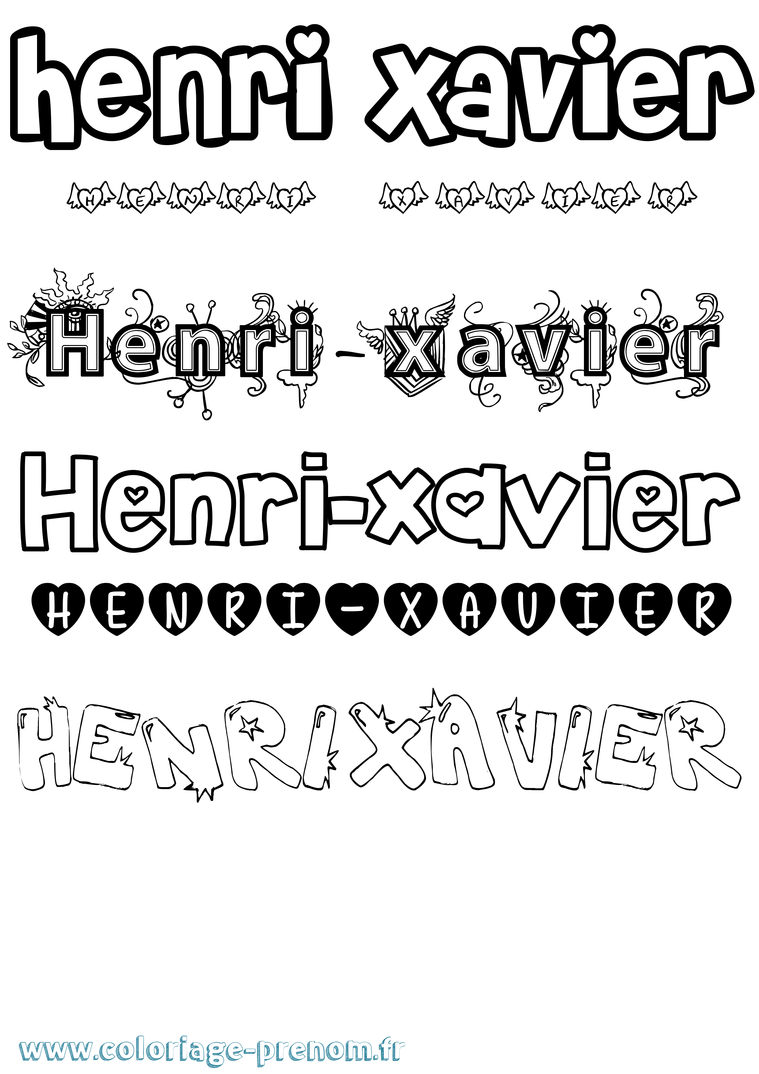 Coloriage Henri-Xavier Girly Coloriage prénom Henri-Xavier Girly