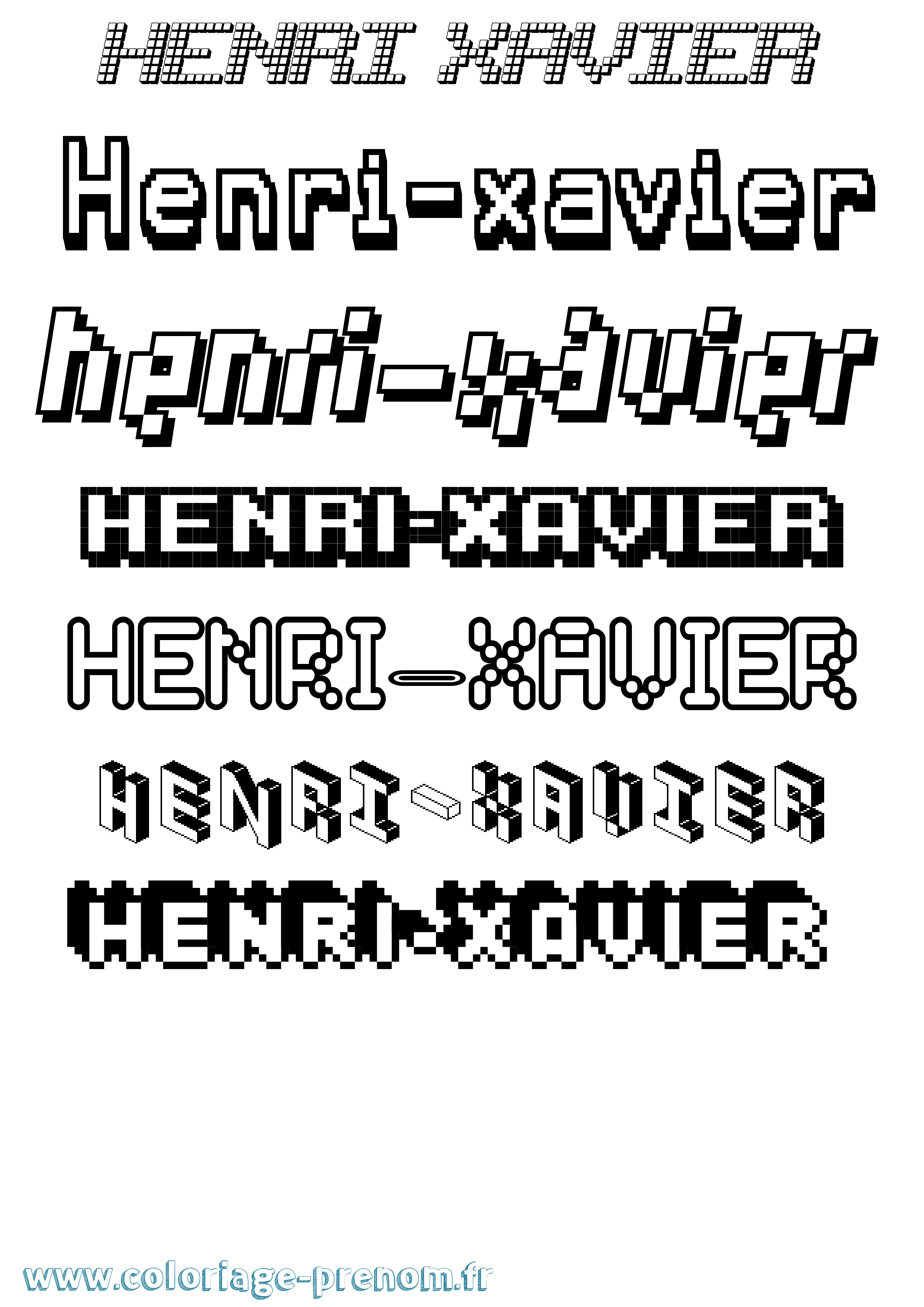 Coloriage Henri-Xavier Pixel Coloriage prénom Henri-Xavier Pixel