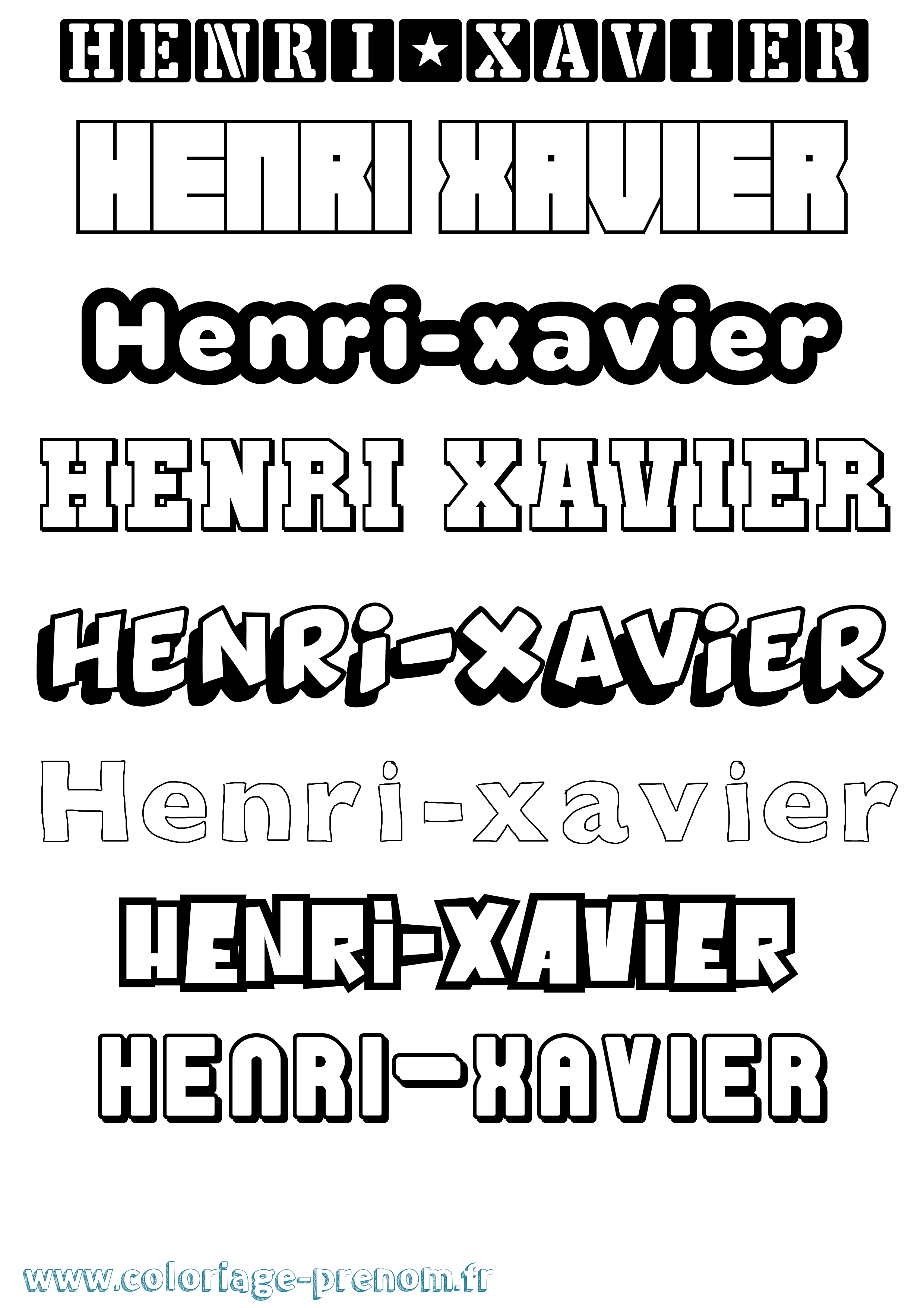 Coloriage Henri-Xavier Simple Coloriage prénom Henri-Xavier Simple