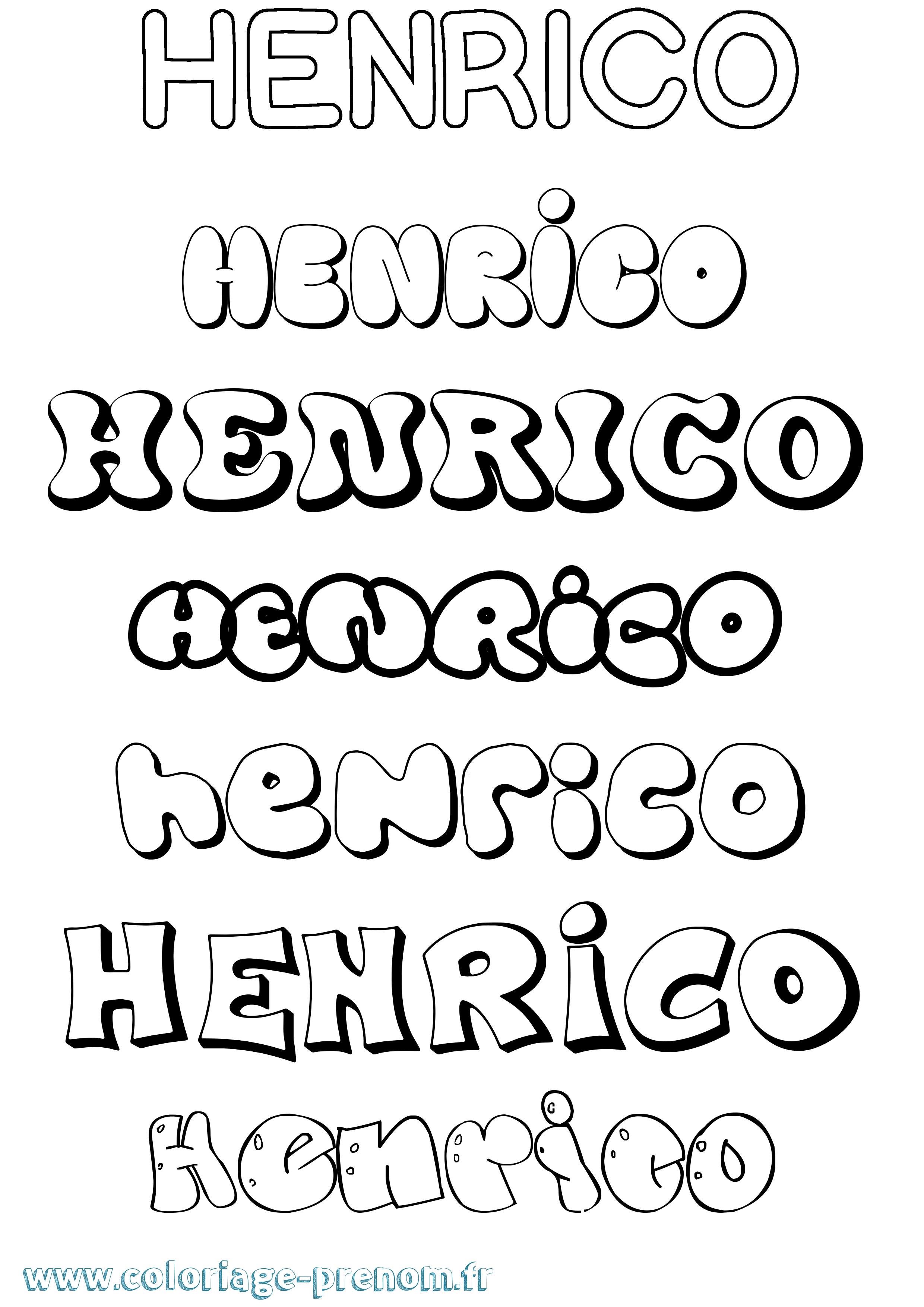 Coloriage Henrico Bubble Coloriage prénom Henrico Bubble