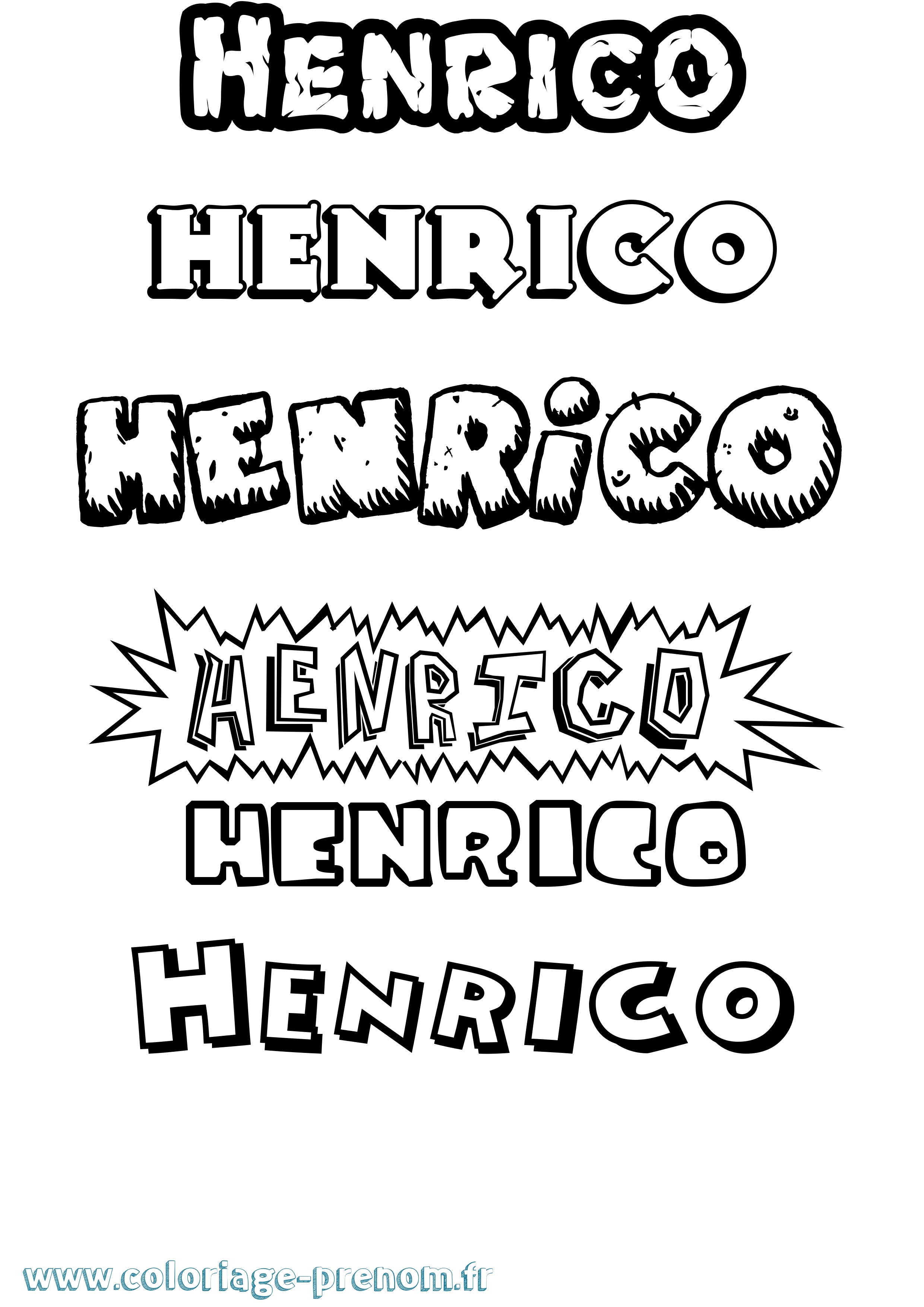 Coloriage Henrico Dessin Animé Coloriage prénom Henrico Dessin Animé