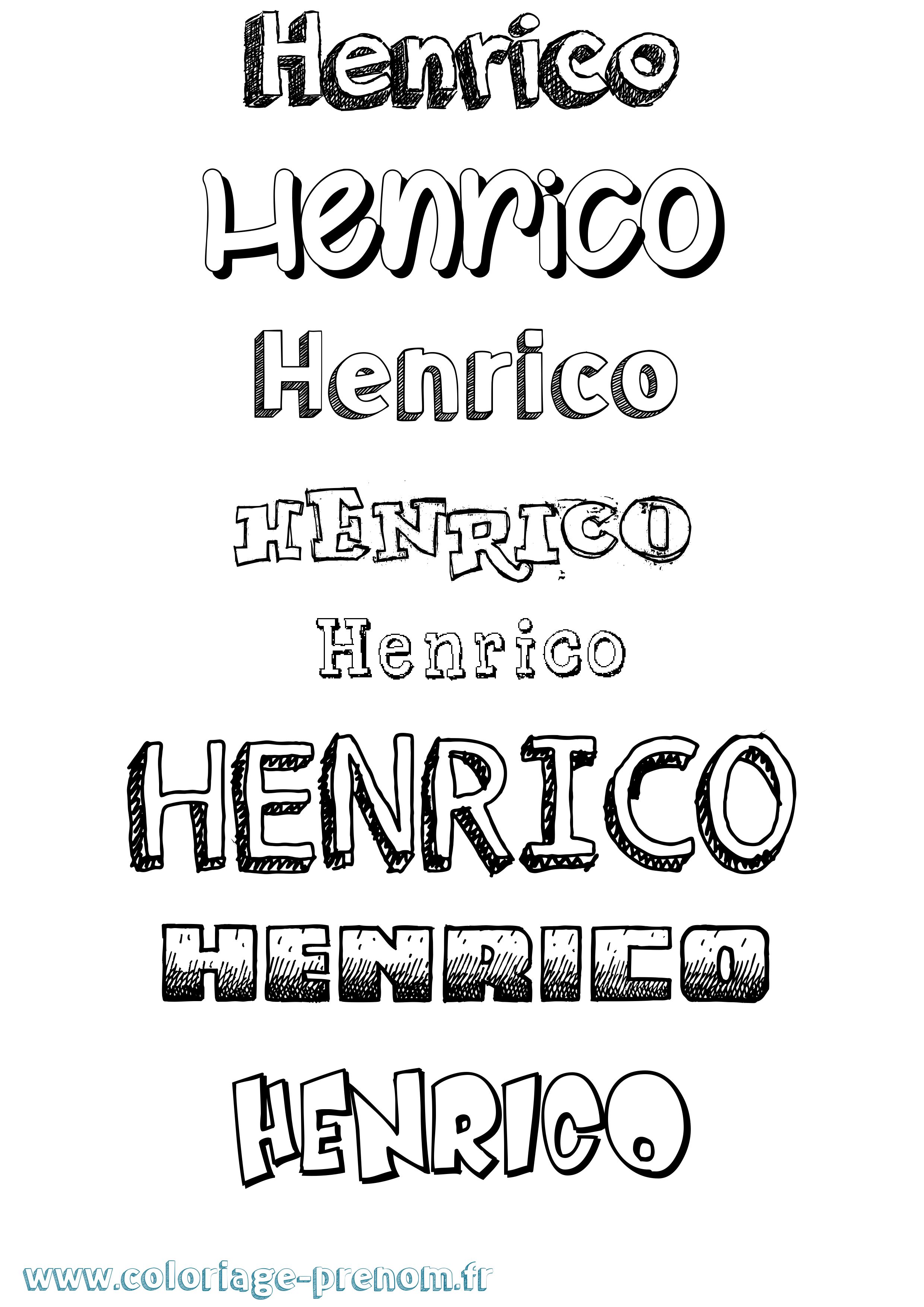Coloriage Henrico Dessiné Coloriage prénom Henrico Dessiné