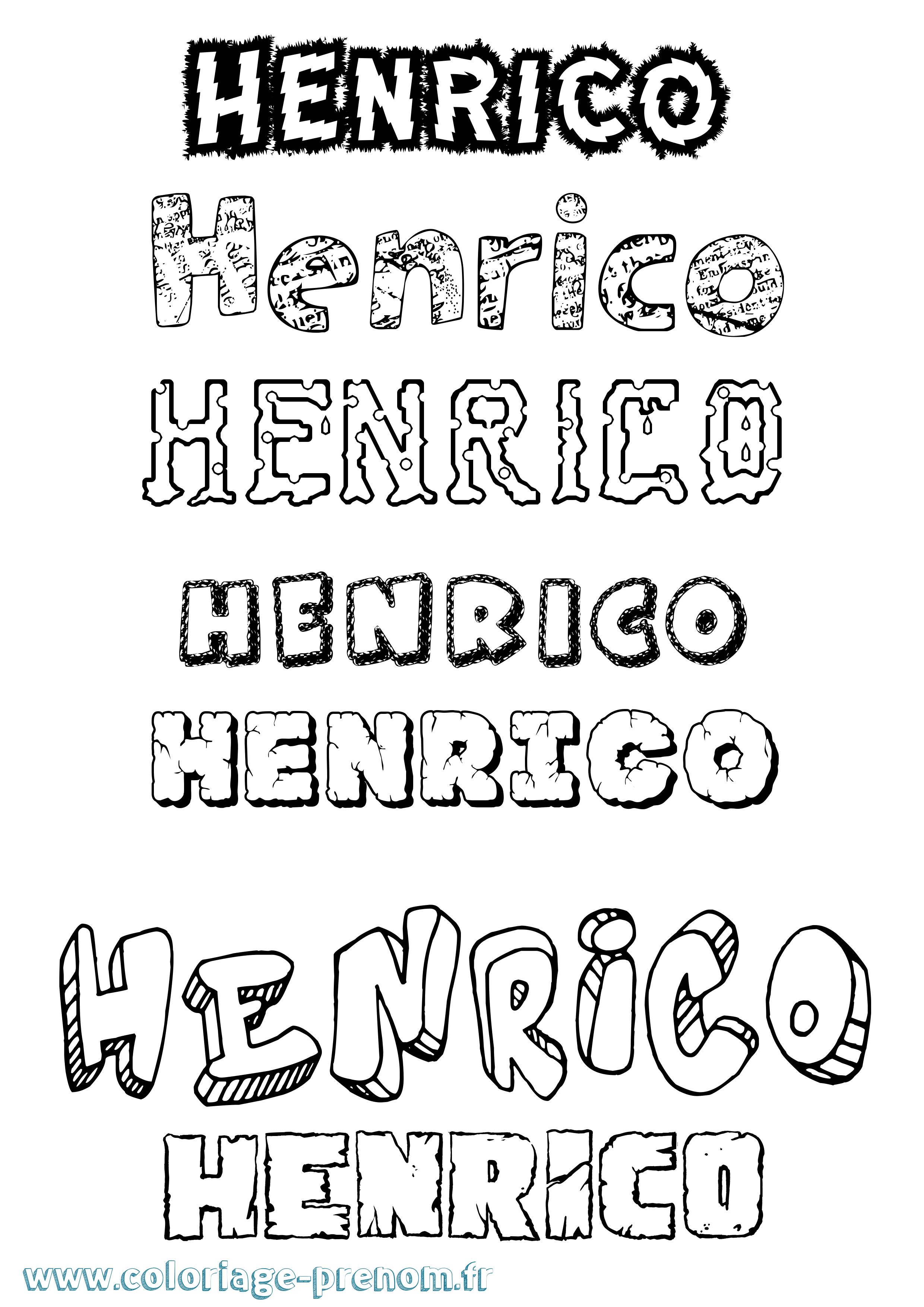 Coloriage Henrico Destructuré Coloriage prénom Henrico Destructuré