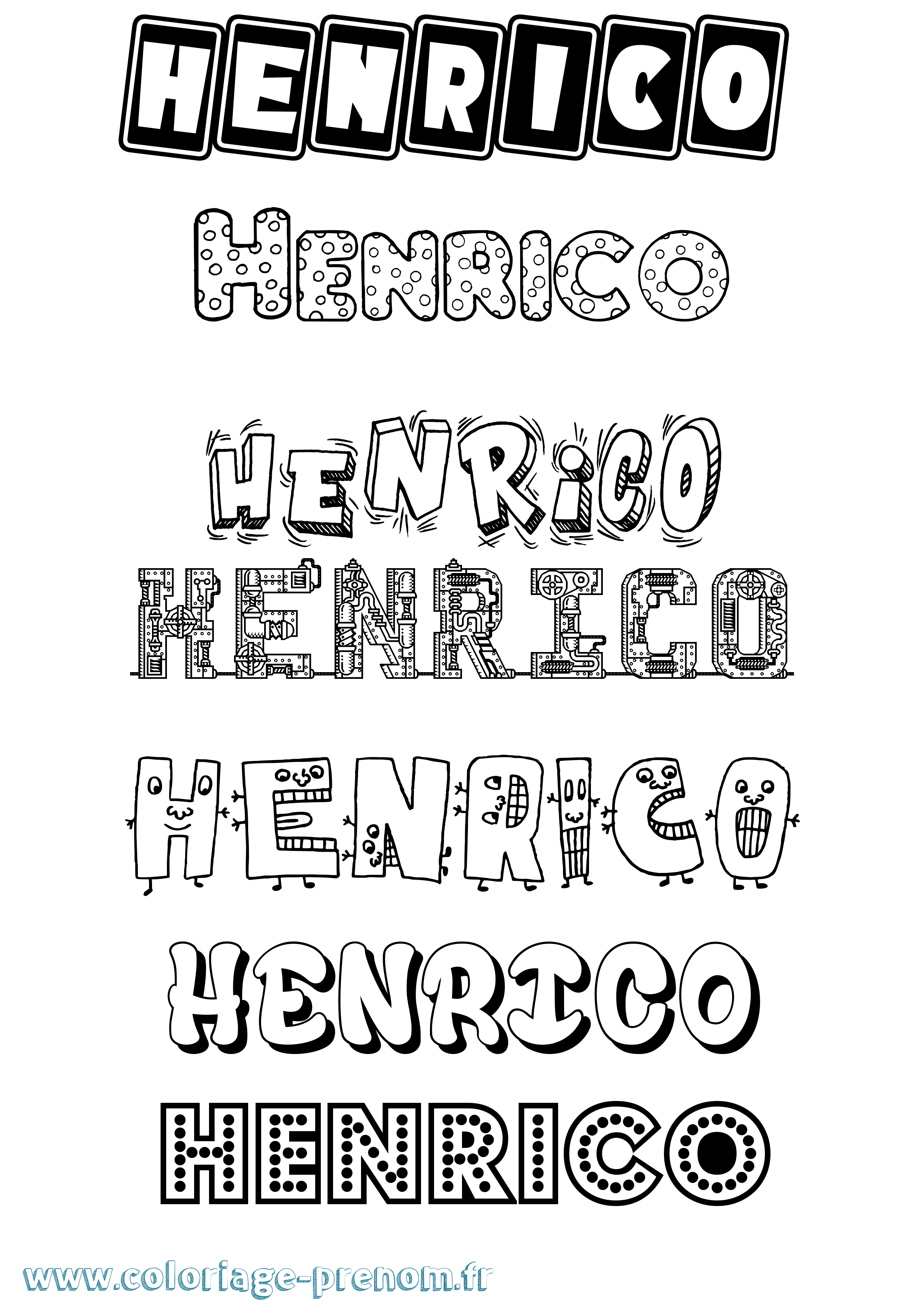 Coloriage Henrico Fun Coloriage prénom Henrico Fun