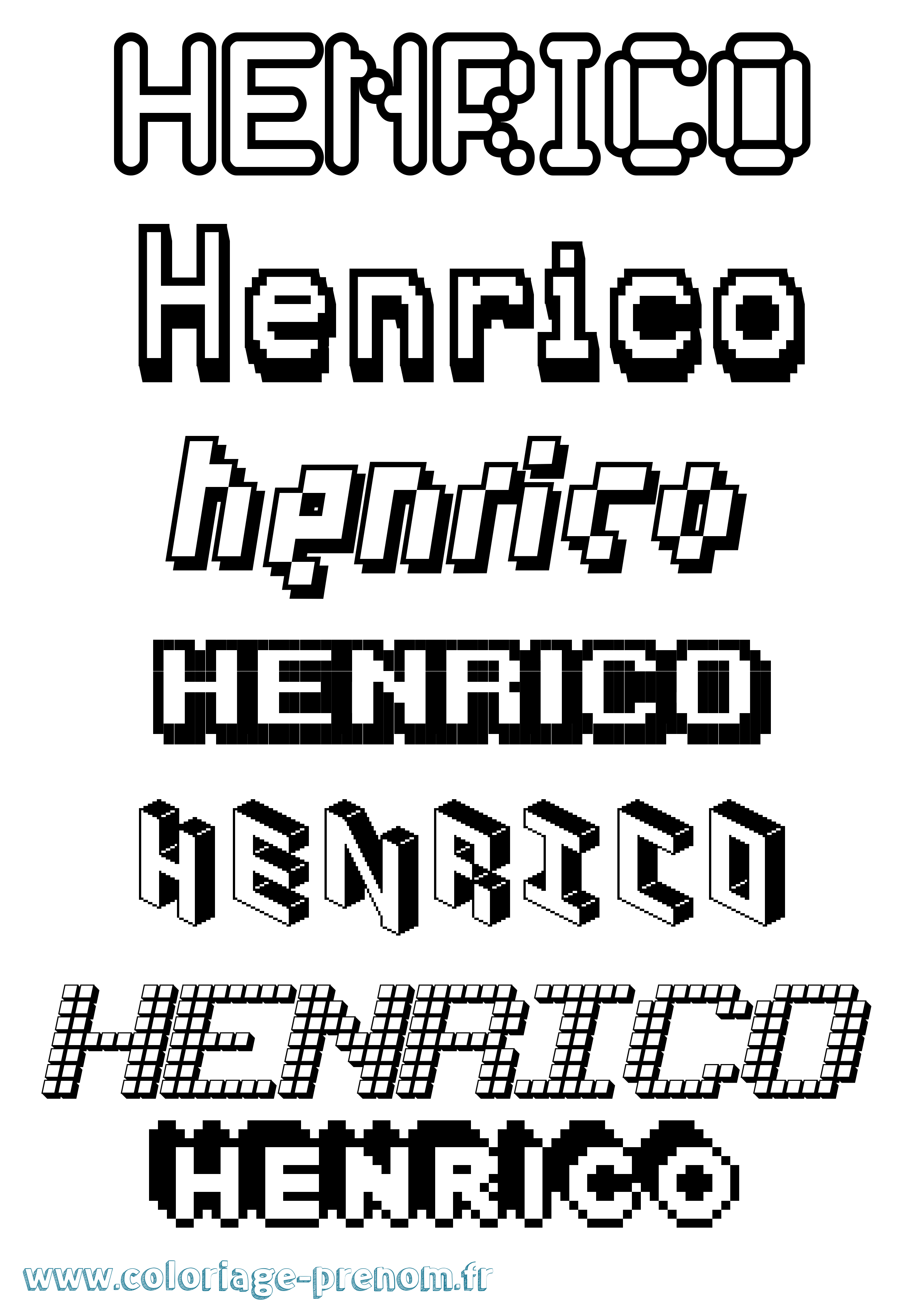 Coloriage Henrico Pixel Coloriage prénom Henrico Pixel