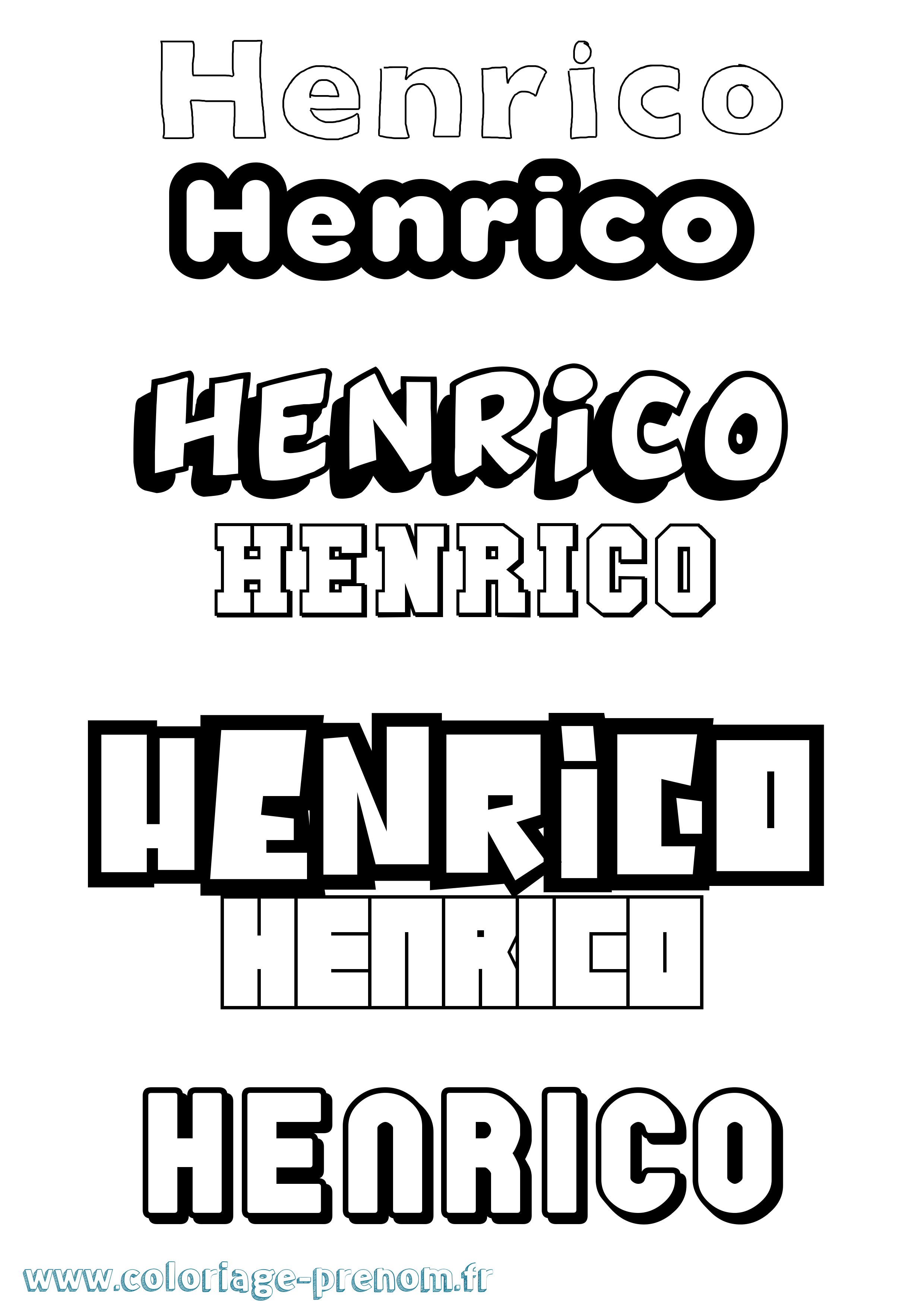 Coloriage Henrico Simple Coloriage prénom Henrico Simple