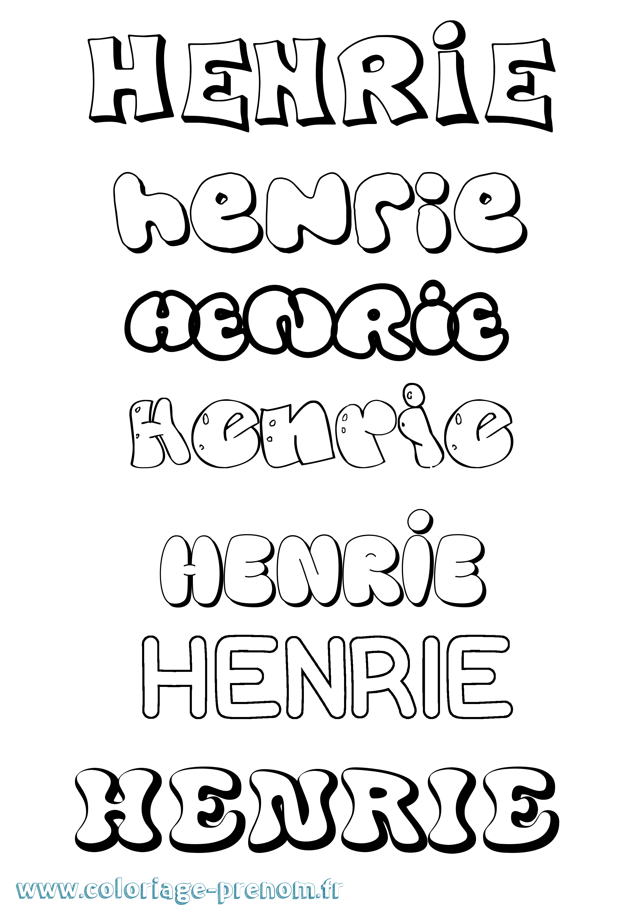 Coloriage Henrie Bubble Coloriage prénom Henrie Bubble