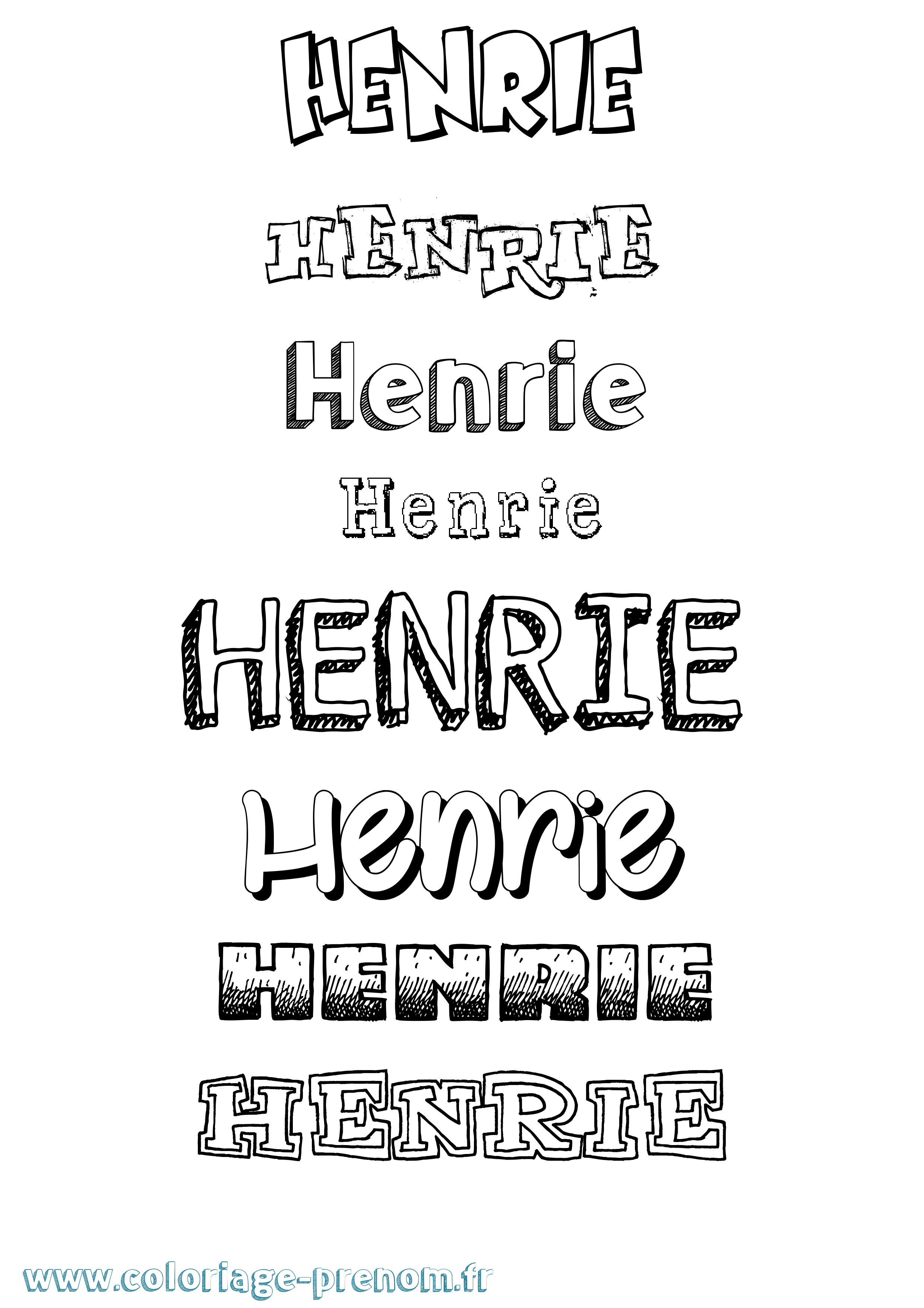Coloriage Henrie Dessiné Coloriage prénom Henrie Dessiné