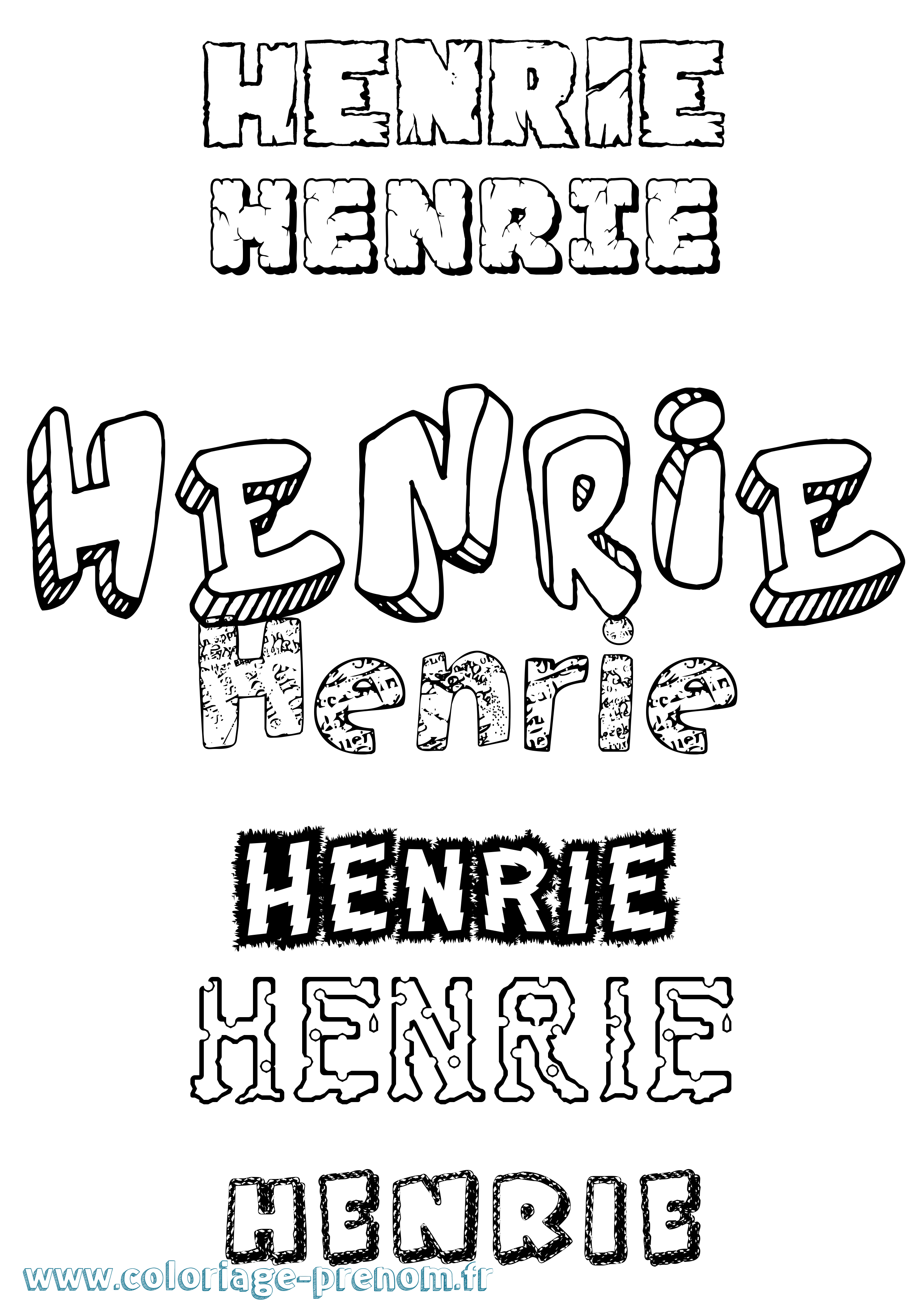 Coloriage Henrie Destructuré Coloriage prénom Henrie Destructuré