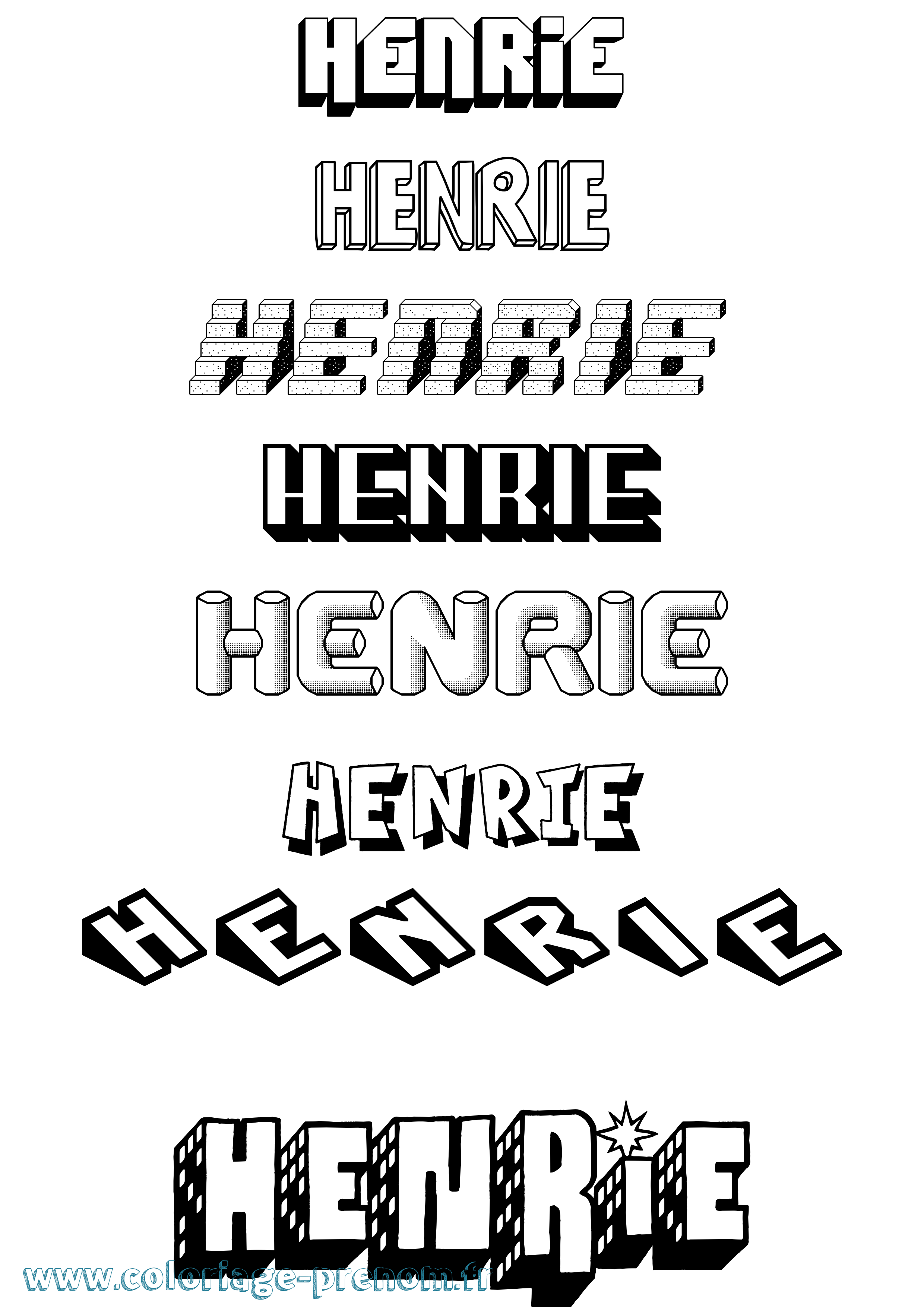 Coloriage Henrie Effet 3D Coloriage prénom Henrie Effet 3D