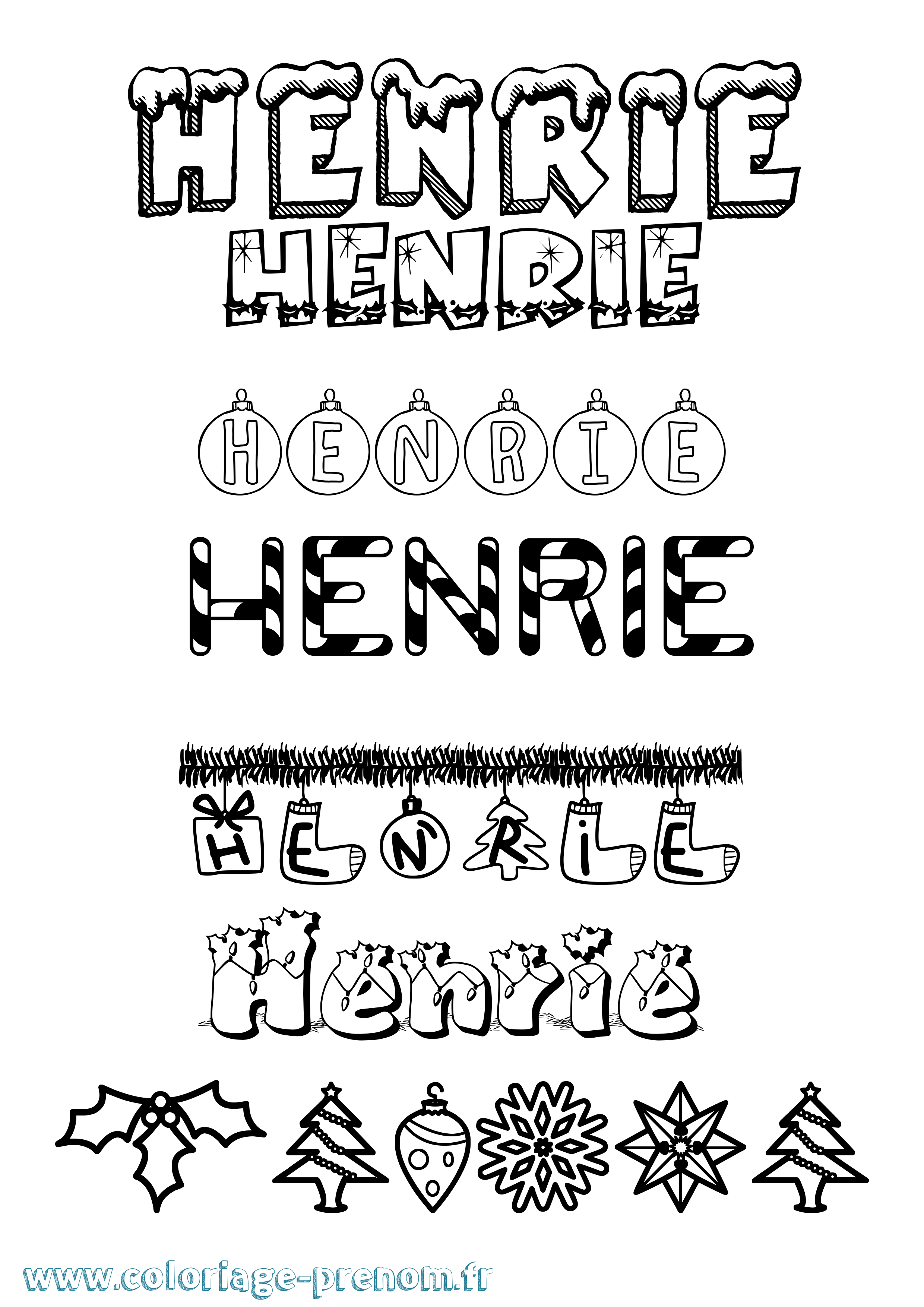 Coloriage Henrie Noël Coloriage prénom Henrie Noël