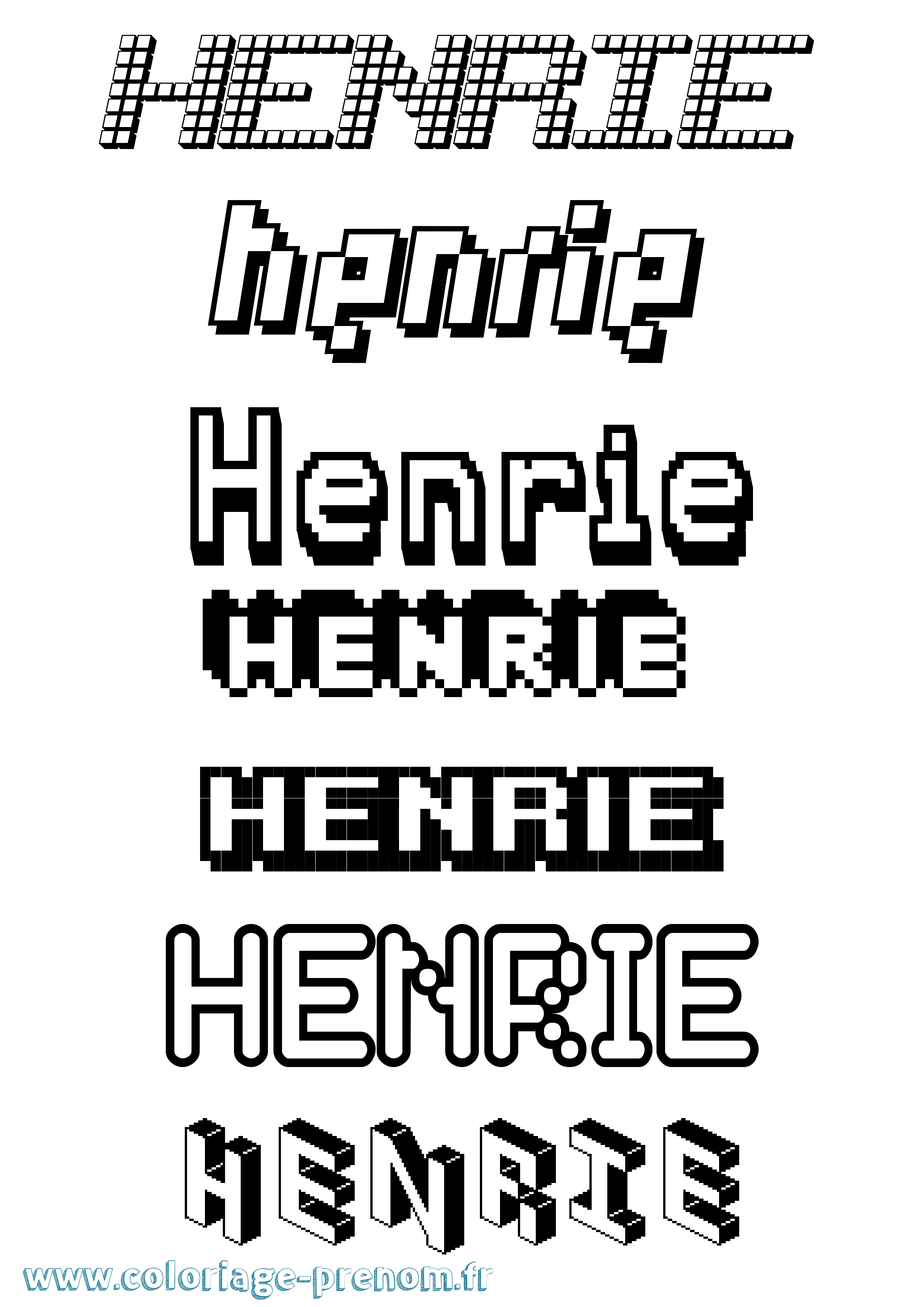 Coloriage Henrie Pixel Coloriage prénom Henrie Pixel